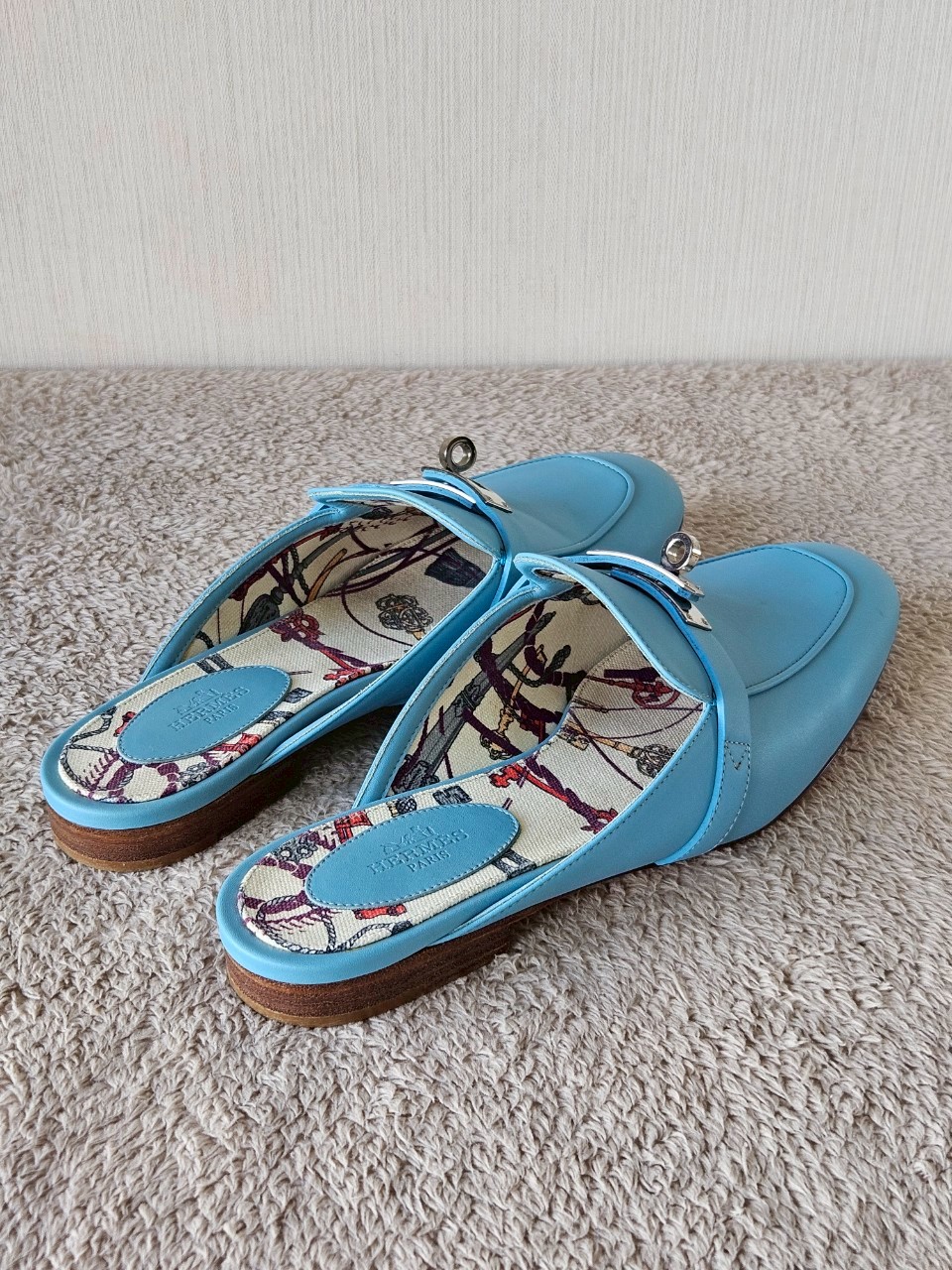 Hermes Oz Mules Blue