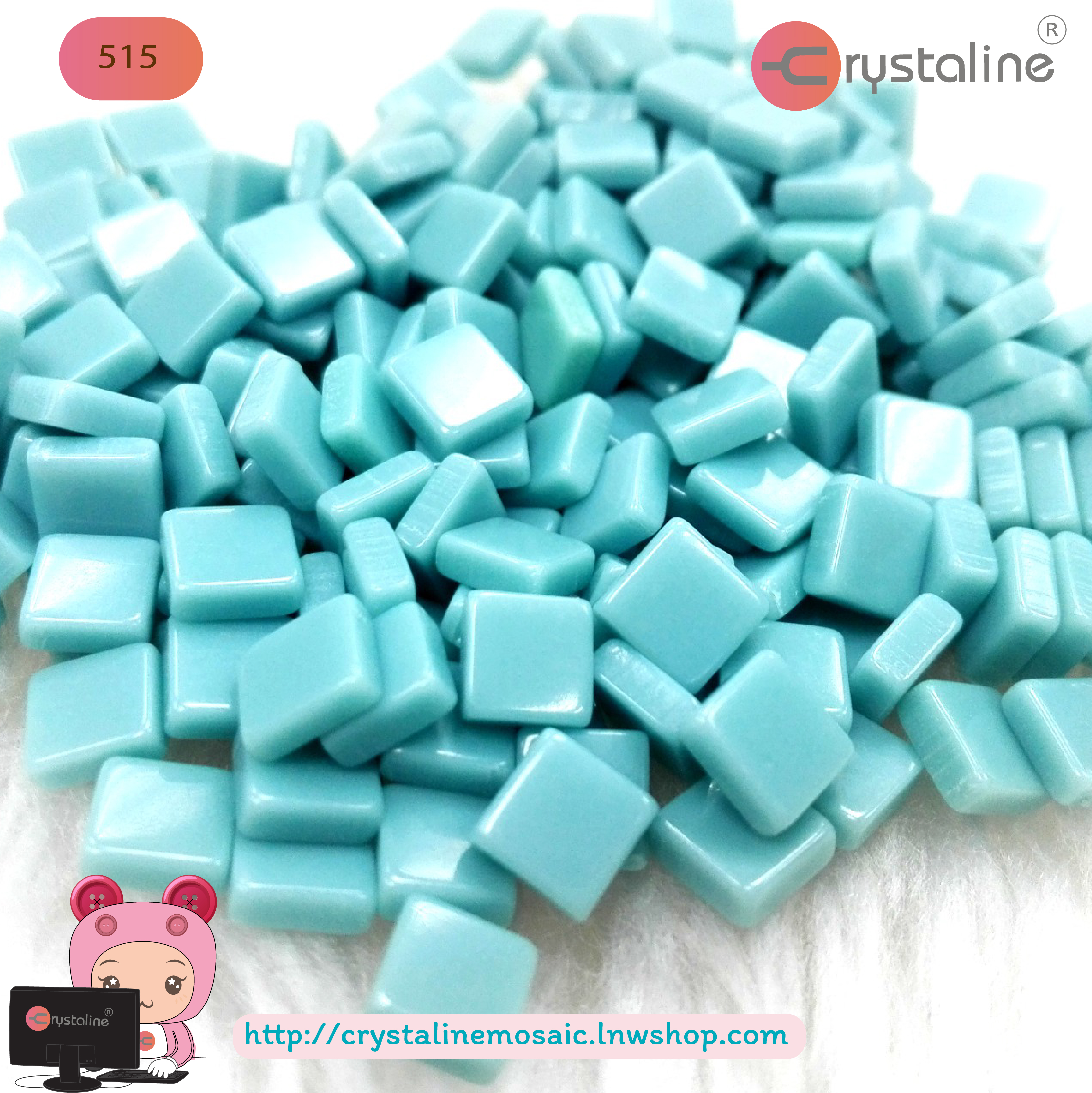 Mosaic opaque Milky blue col. (size 5x5 mm80g/pack)