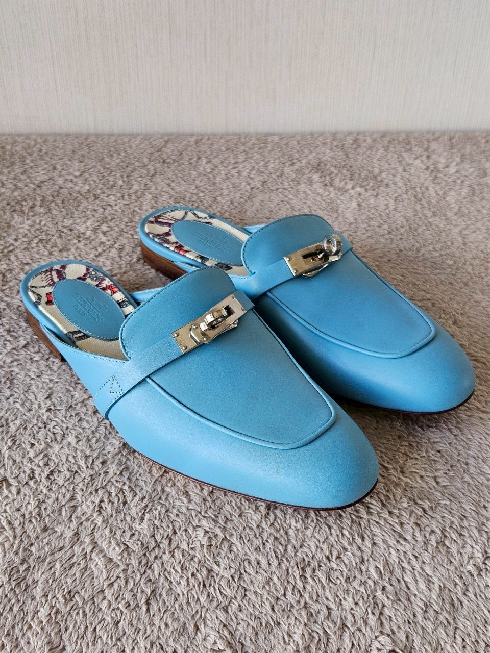 Hermes Oz Mules Blue