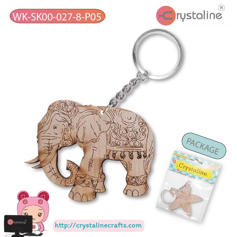 Wood keychain- Thai elephant (1pc/pack)