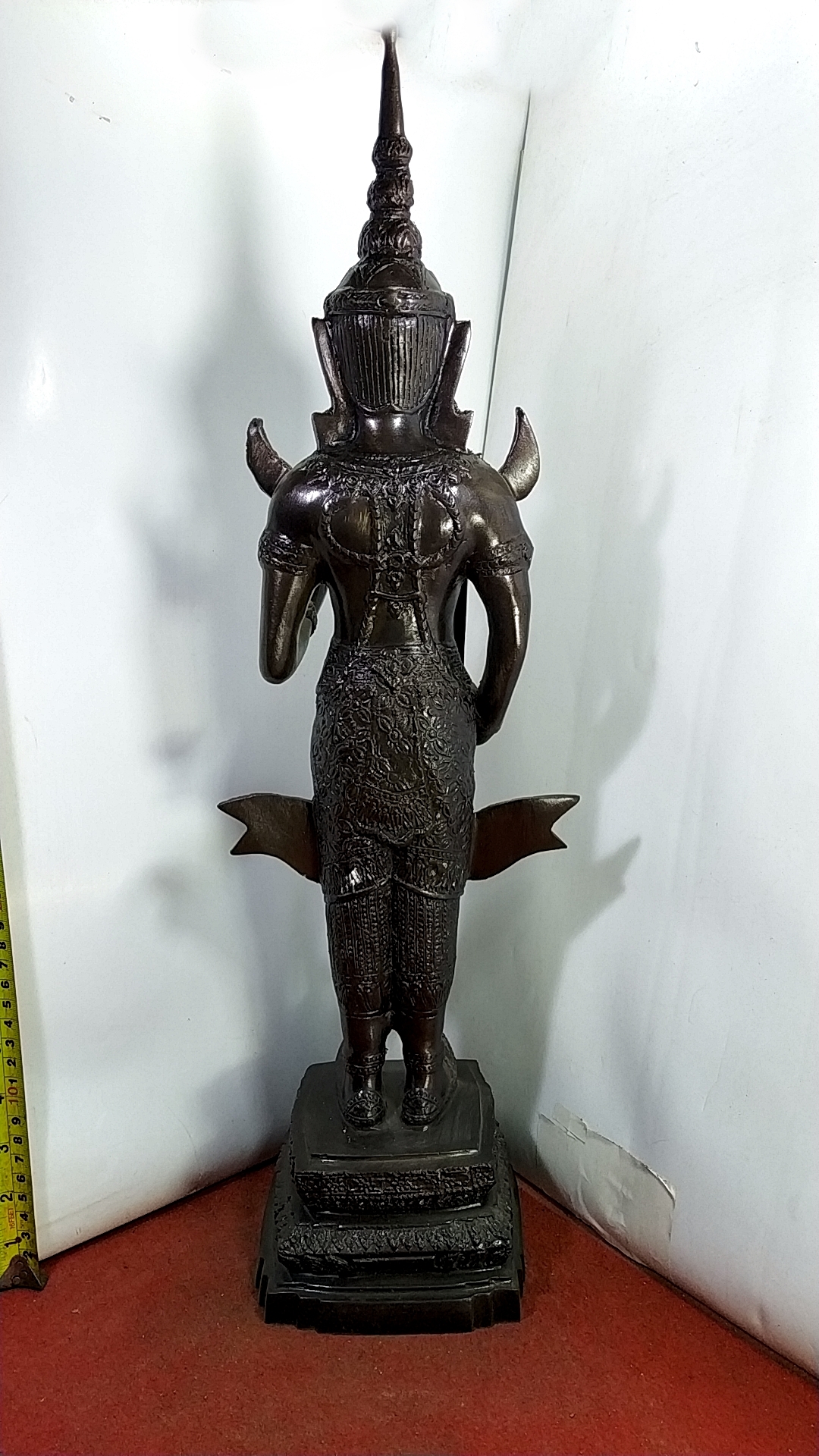 พระสยามเทวาธิราช สูง 22 นิ้ว เนื้อโลหะสำริดรมดำ