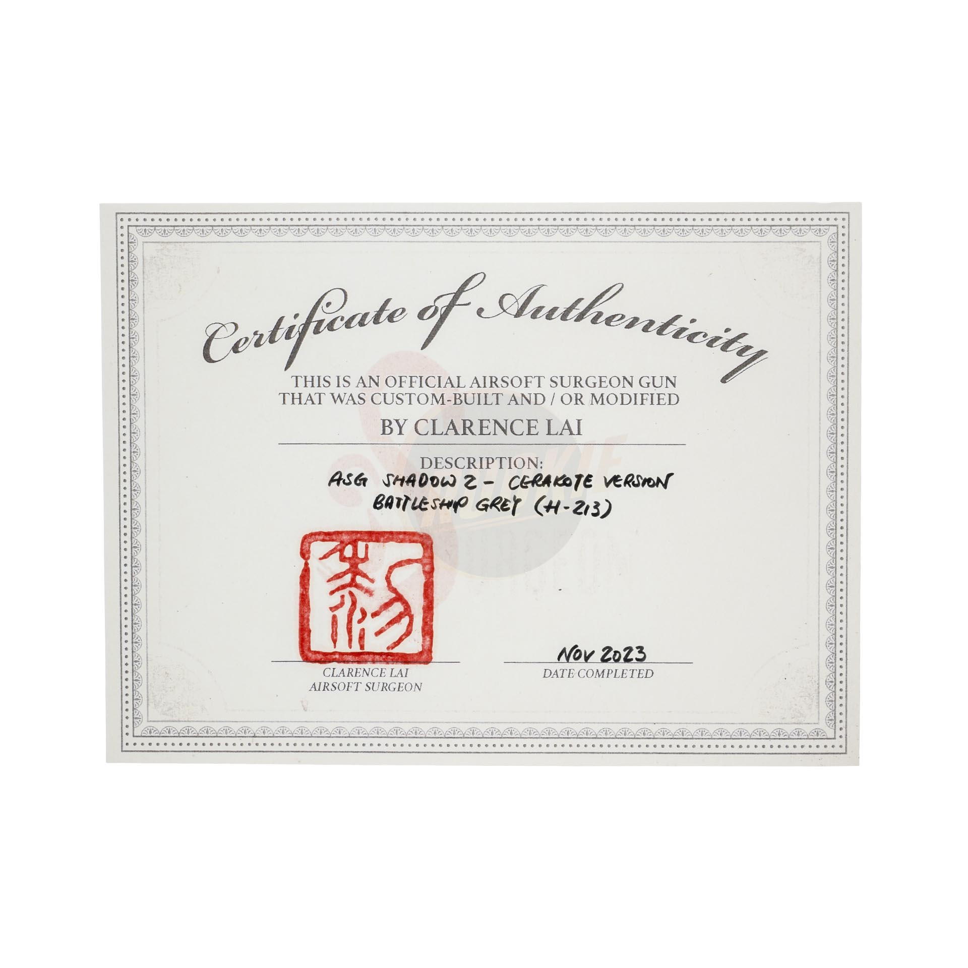 CL Project Custom KJ CZ Shadow 2 GBB (Cerakote Version) - Battleship Grey Limited Edition