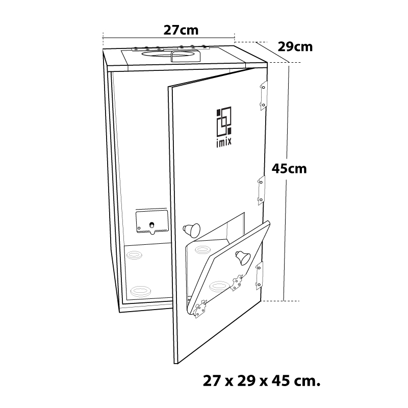 กล่องเก็บเสียงเครื่องปั่น IMIX ฝาปิดด้านบนใช้มือดึงเปิดขึ้น 27x29x45cm