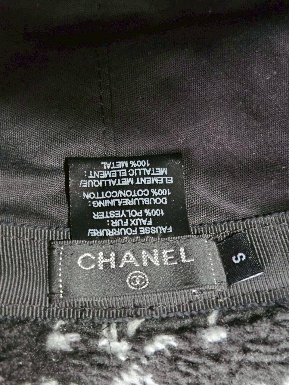 Chanel faux fur interlocking cc bucket hat