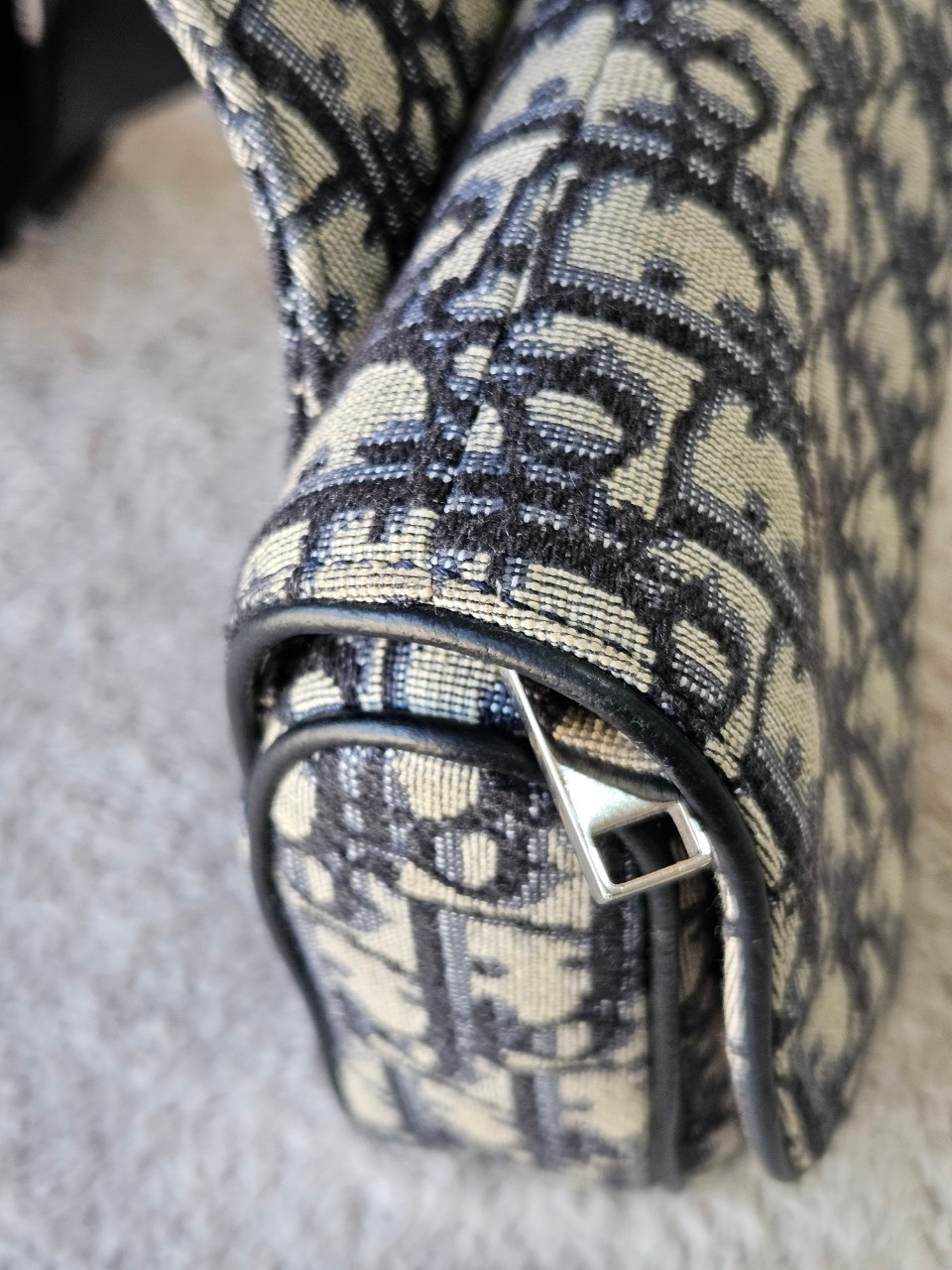 Dior Saddle Beige and Black Oblique Jacquard