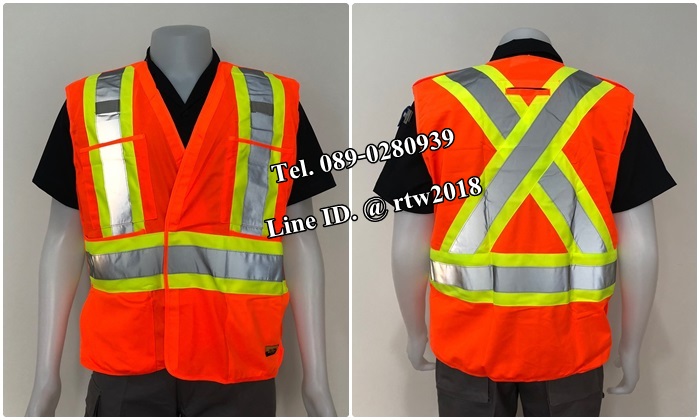 เสื้อกั๊กช่างสีส้มสะท้อนแสงเทาเหลือง (รหัส Q11)