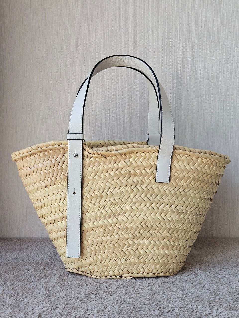 Loewe Basket Bag In Palm Leaf and Calfskin