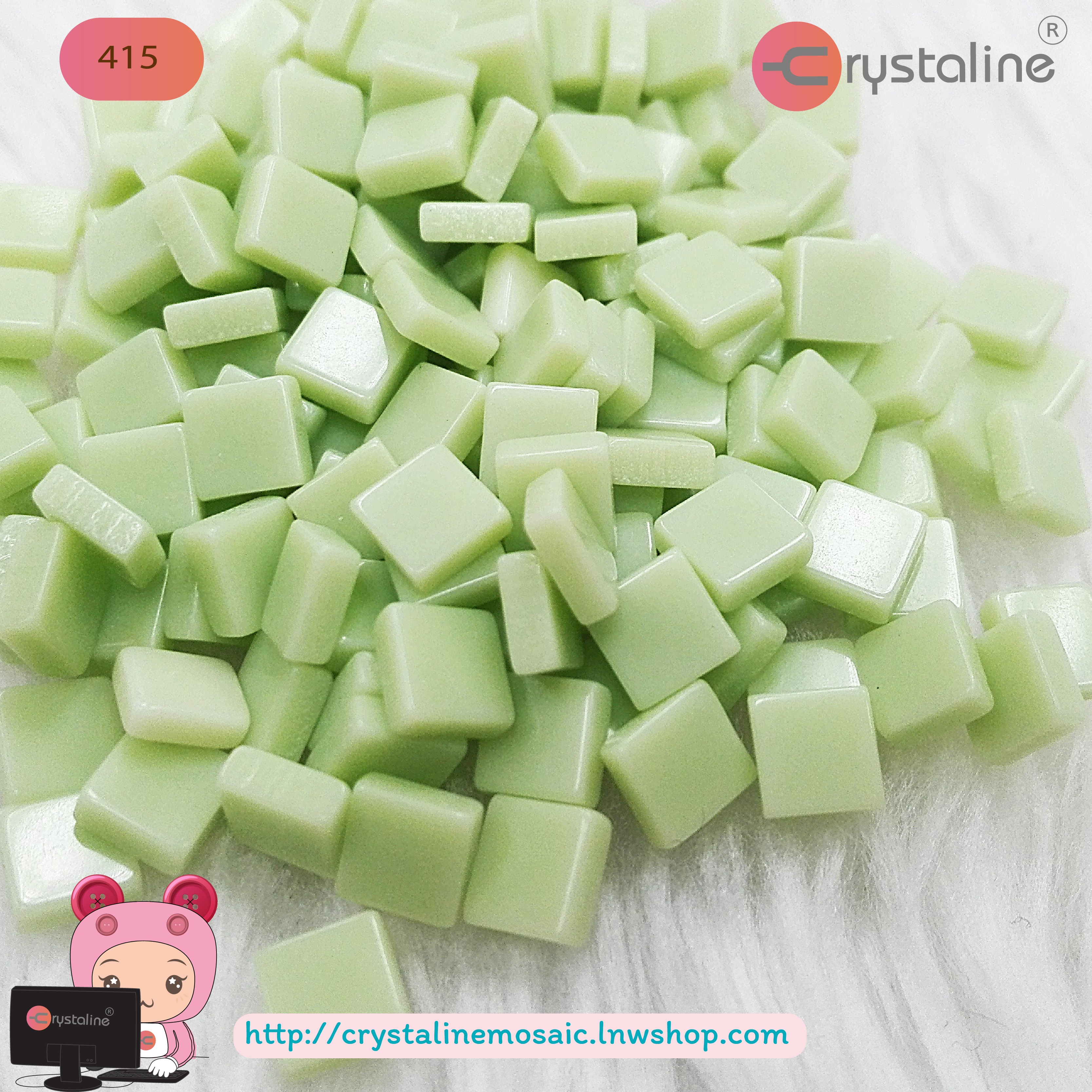 Mosaic opaque - Nile green col. (size 5x5 mm80g/pack)