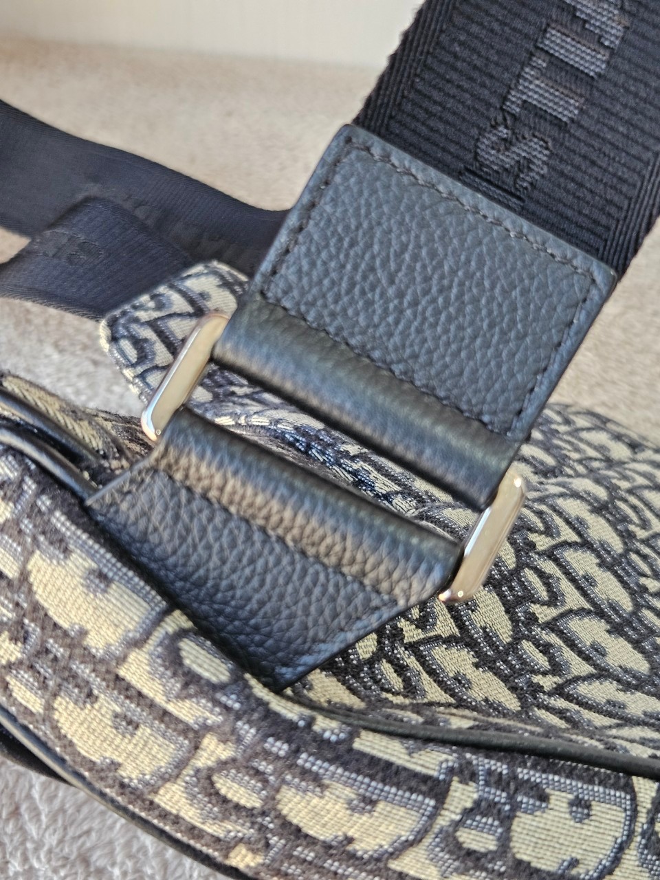 Dior Saddle Beige and Black Oblique Jacquard