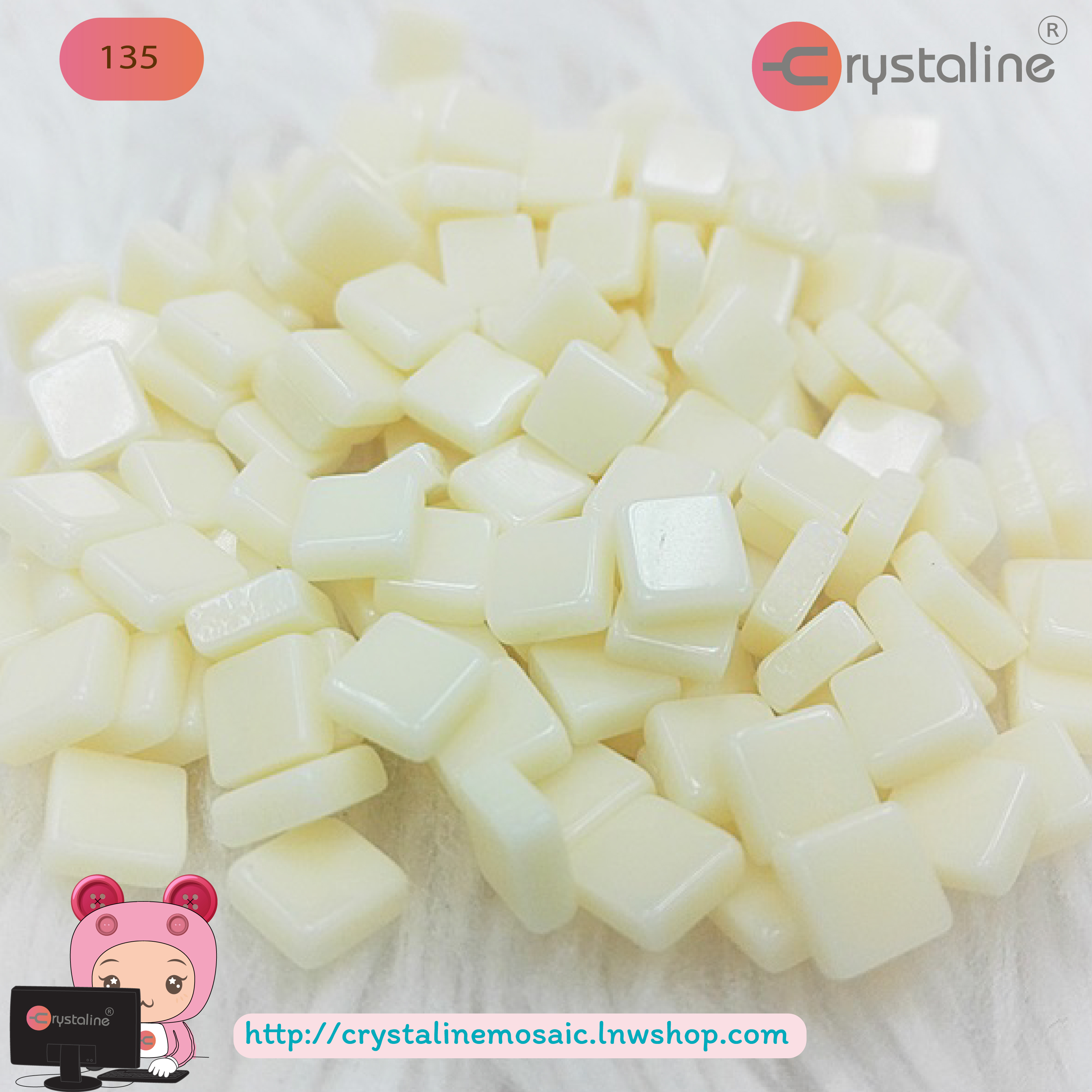 Mosaic opaque - French vanilla col. (size 5x5 mm80g/pack)