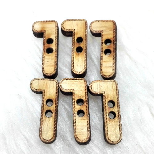 Wood number button - Number 1 (size 40L,6pcs/pack)