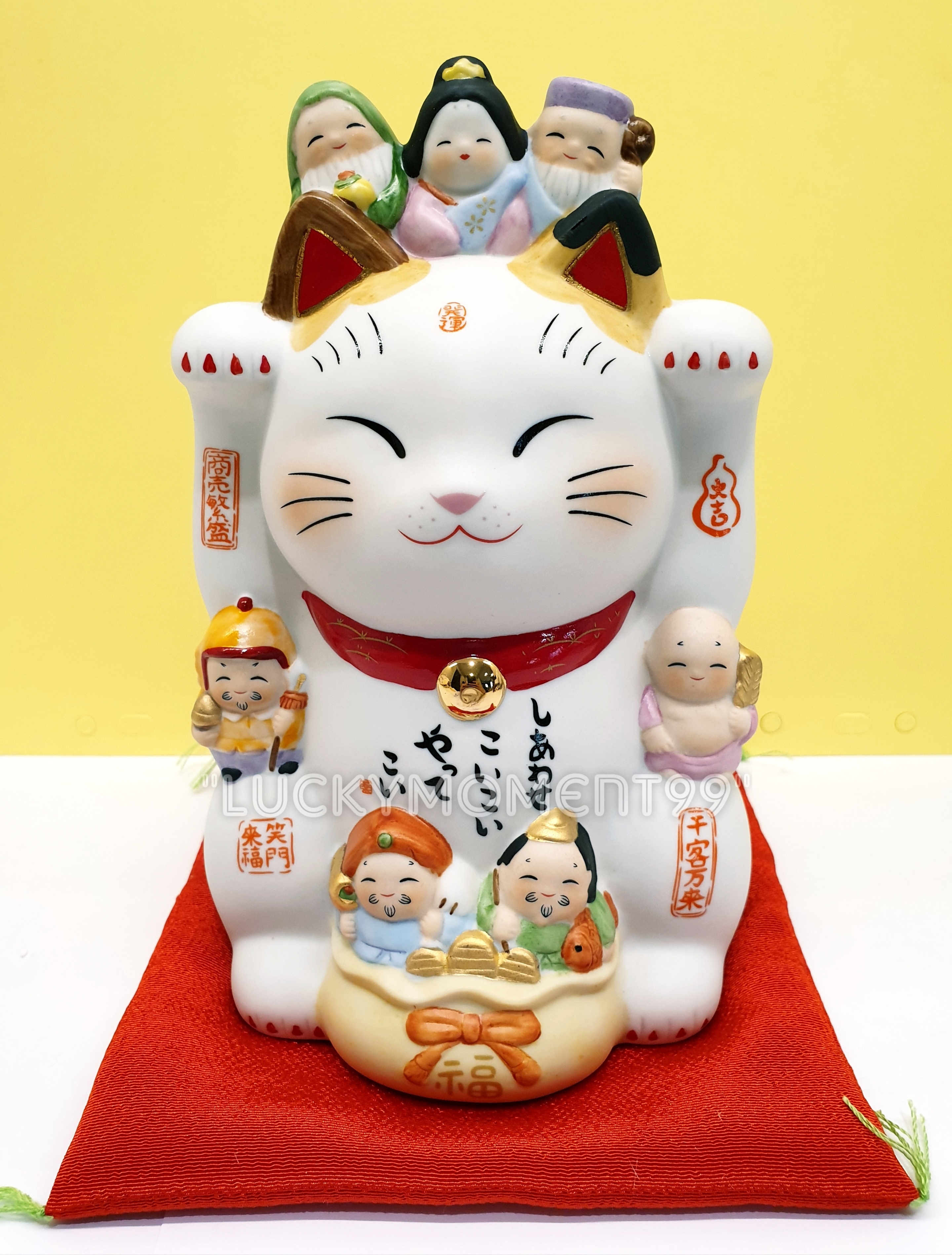 แมวกวักนำโชค (maneki neko) พร้อมเทพ 7 เซียน นำเข้าจากญี่ปุ่น ขนาดสูง 18 ซม.
