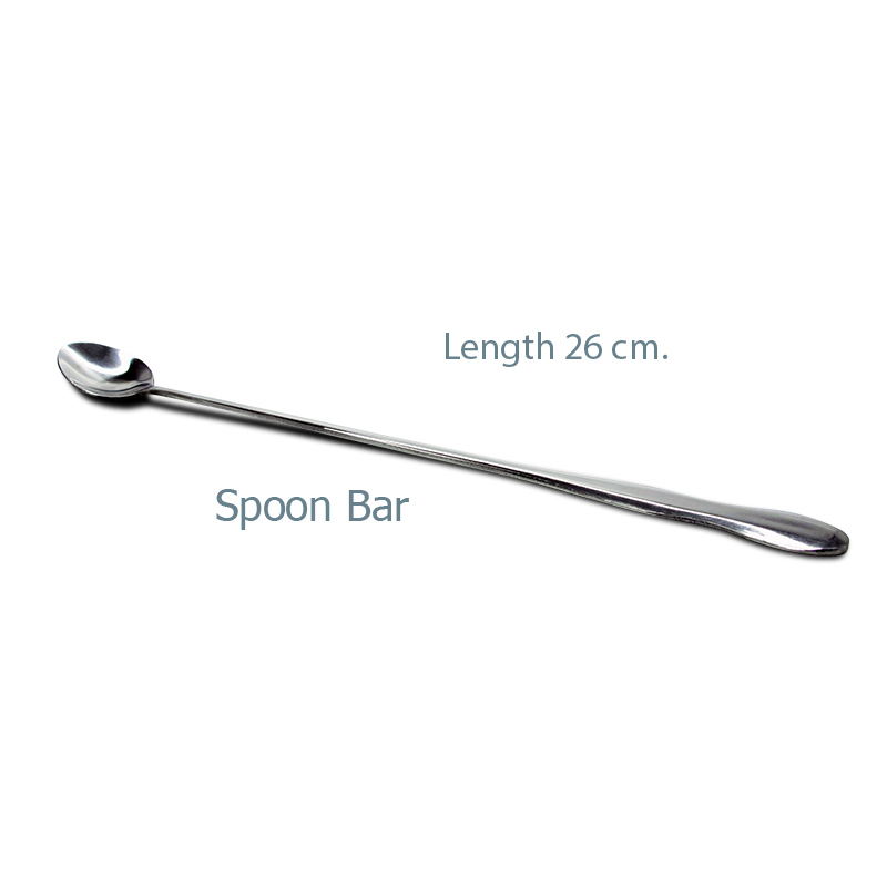 Stainless spoon handle length 26 cm.