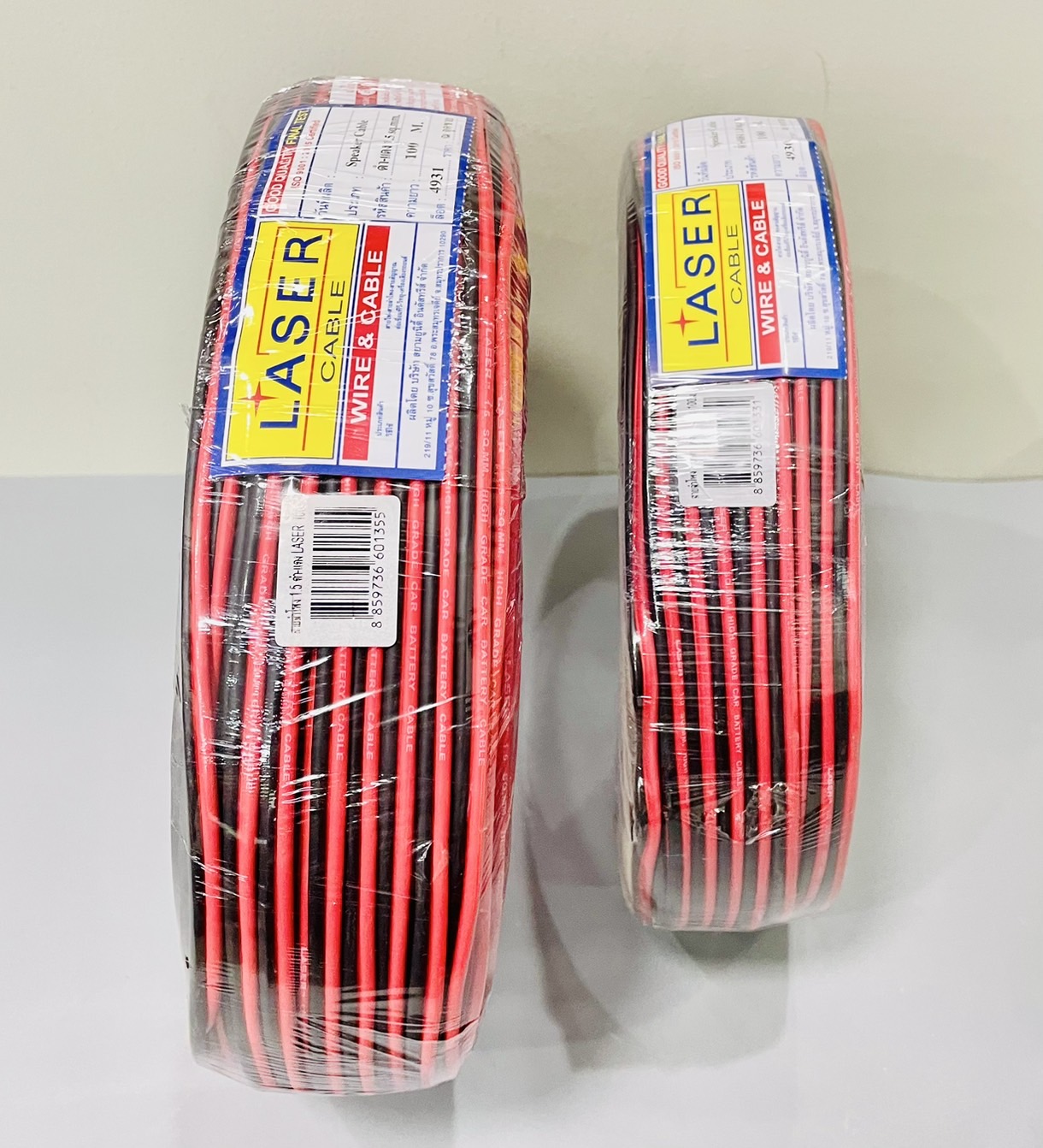 สายไฟรถยนต์คู่ sq.mm. ดำ-แดง (ขด) LASER