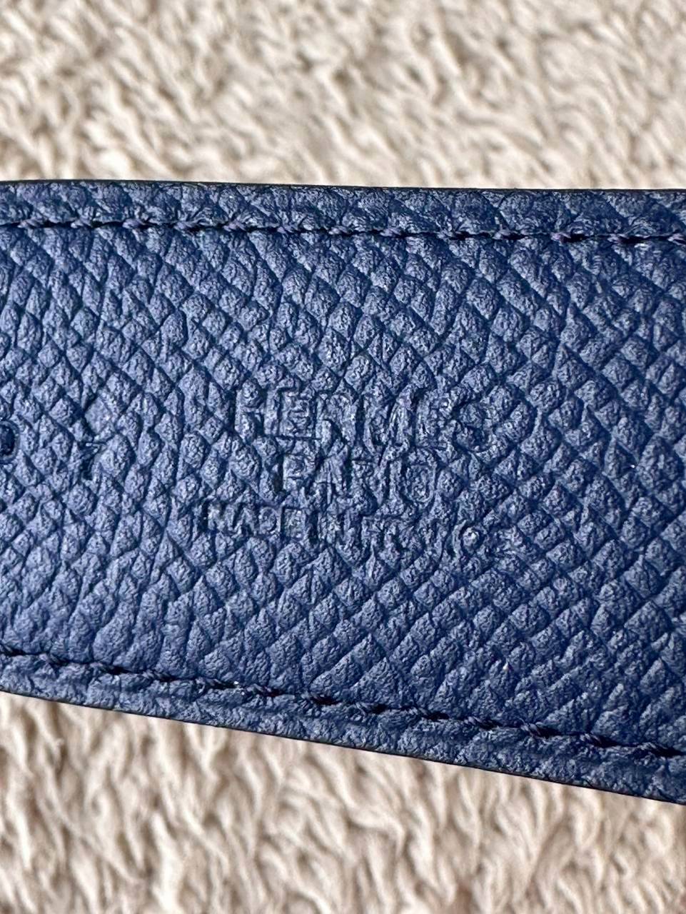 Hermes Belt สายสีเขียว/น้ำเงิน หัวกลมทอง