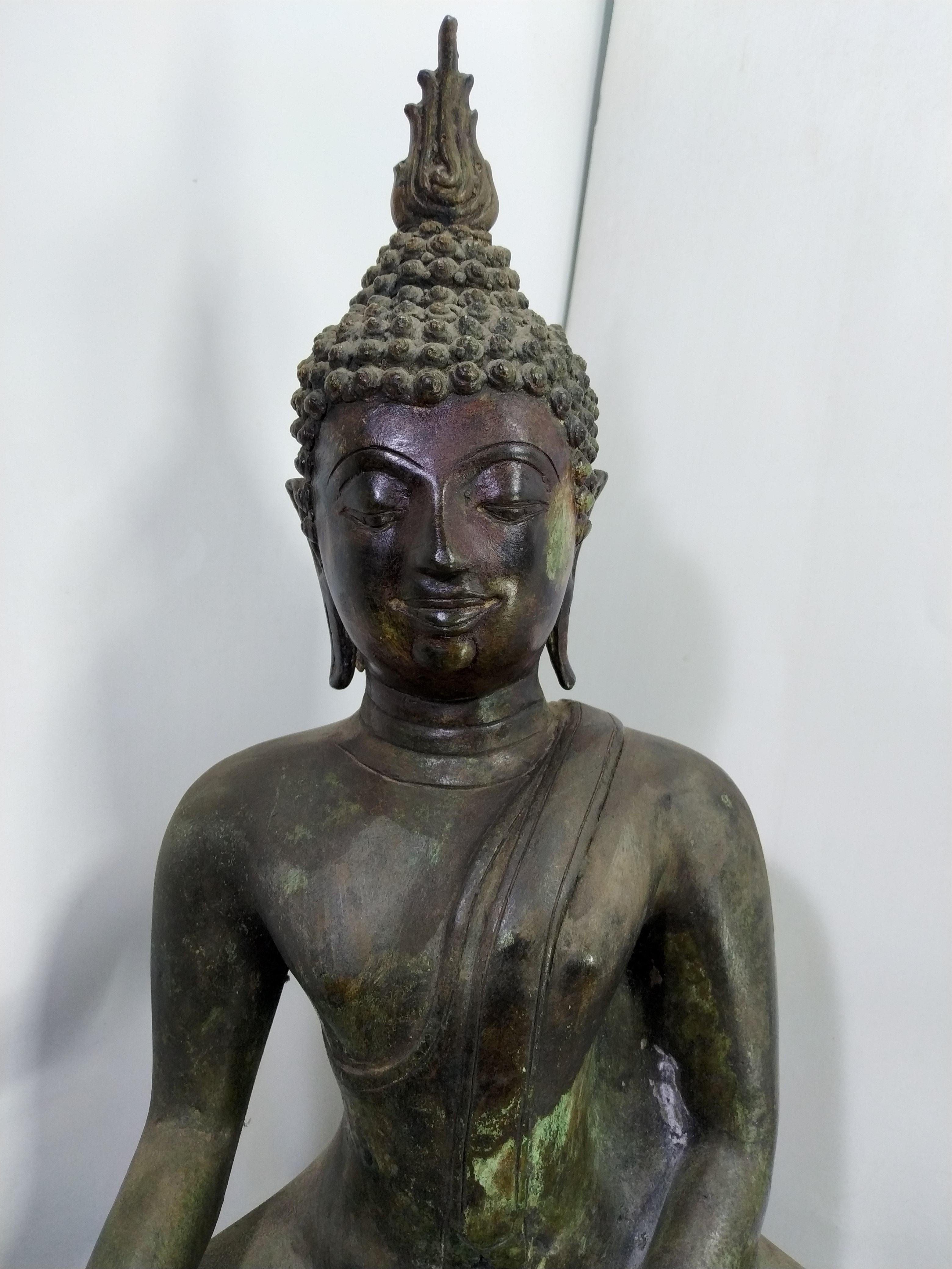 พระสุโขทัย ฐานบัวใหญ่ หน้าตัก 9 นิ้ว เนื้อสำริด