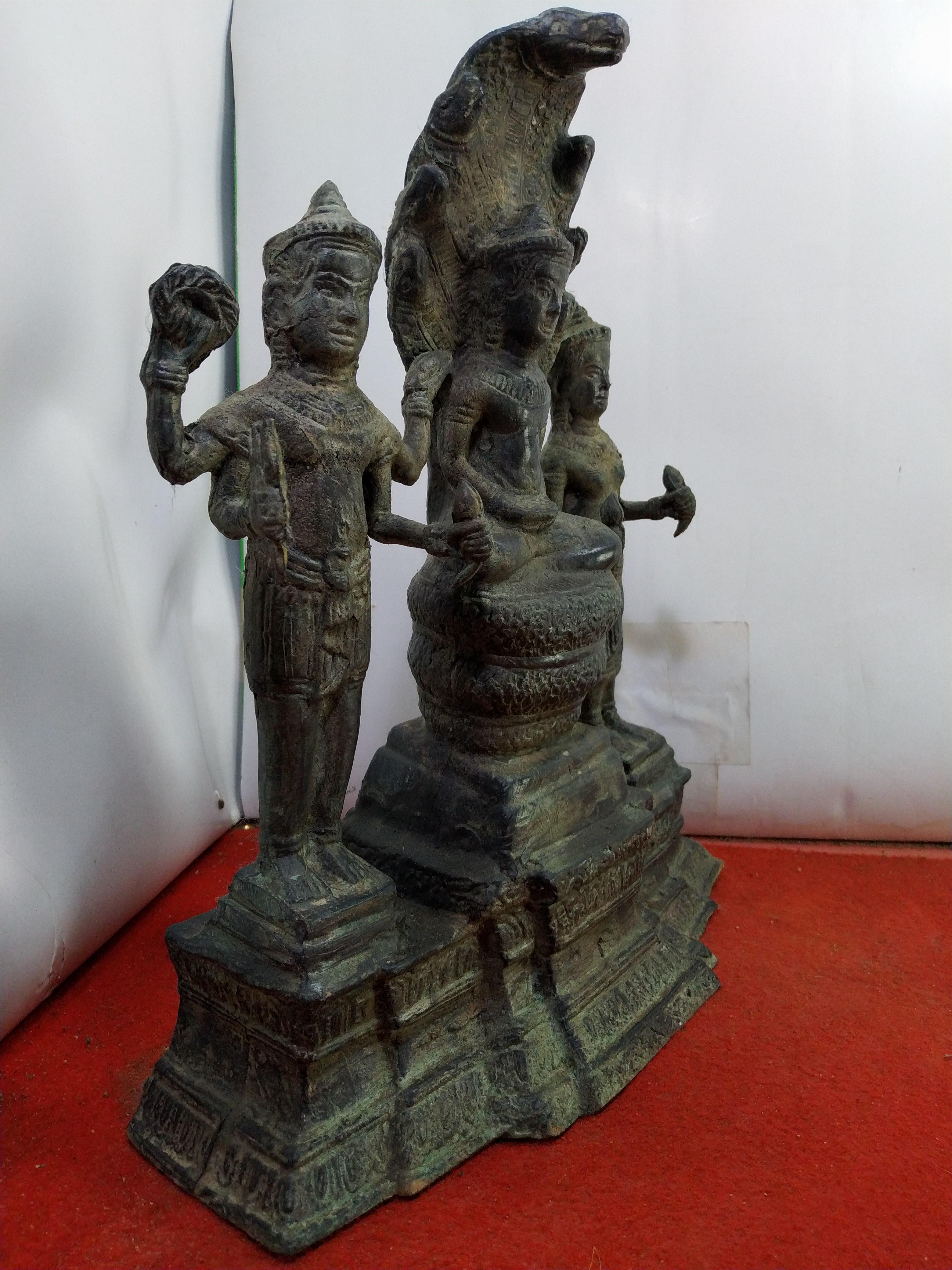 พระนาคปรก พระนารายณ์ พระแม่อุมา ทราวดี เนื้อสำริดสภาพเก่า