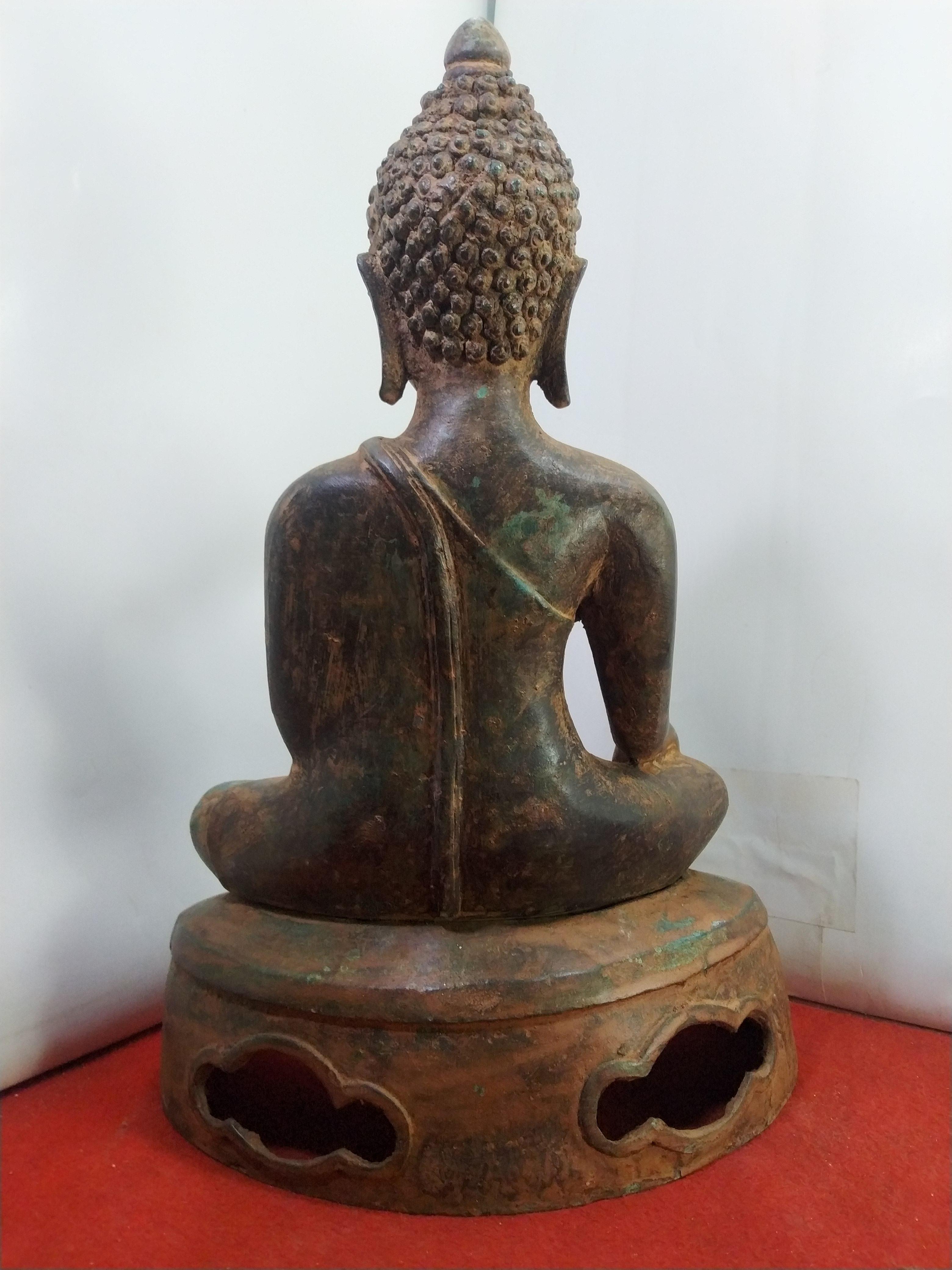 พระเชียงแสน สิงค์3 หน้าตัก 9 นิ้ว เนื้อโลหะสำริดสภ่าพเก่า