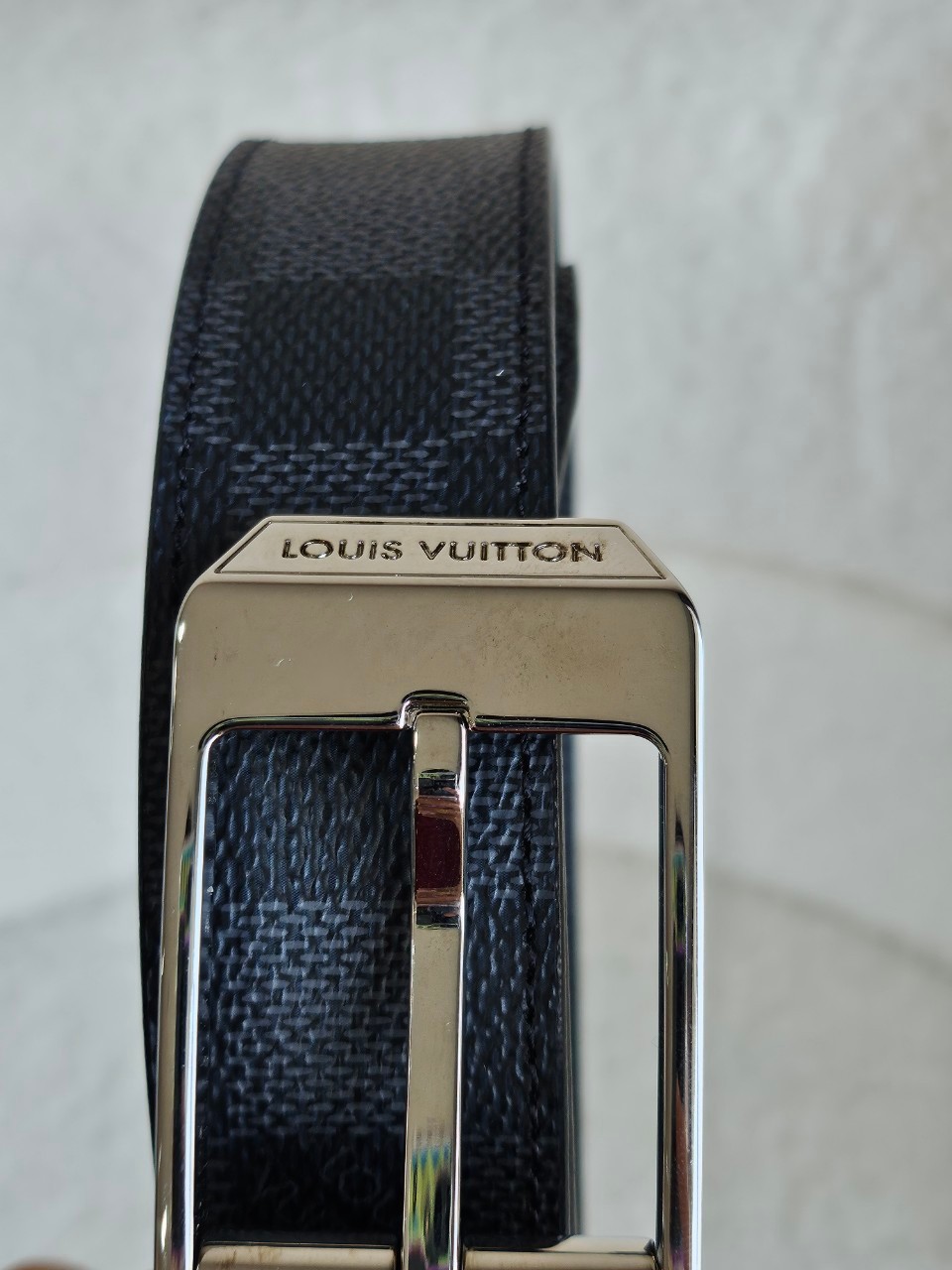 lv belt M6834 หัวเงิน damier graphite