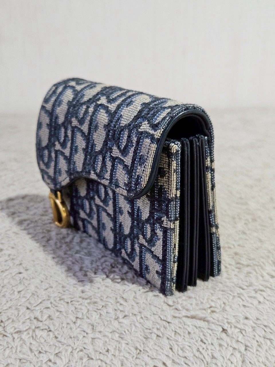 Dior Saddle 5 Gusset Card Holder Blue Dior Oblique Jacquard