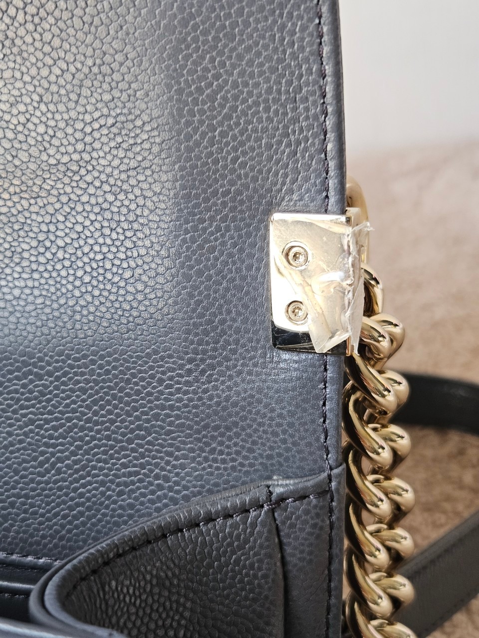 Chanel Boy 10 Cavier SHW สีเทา Microchip