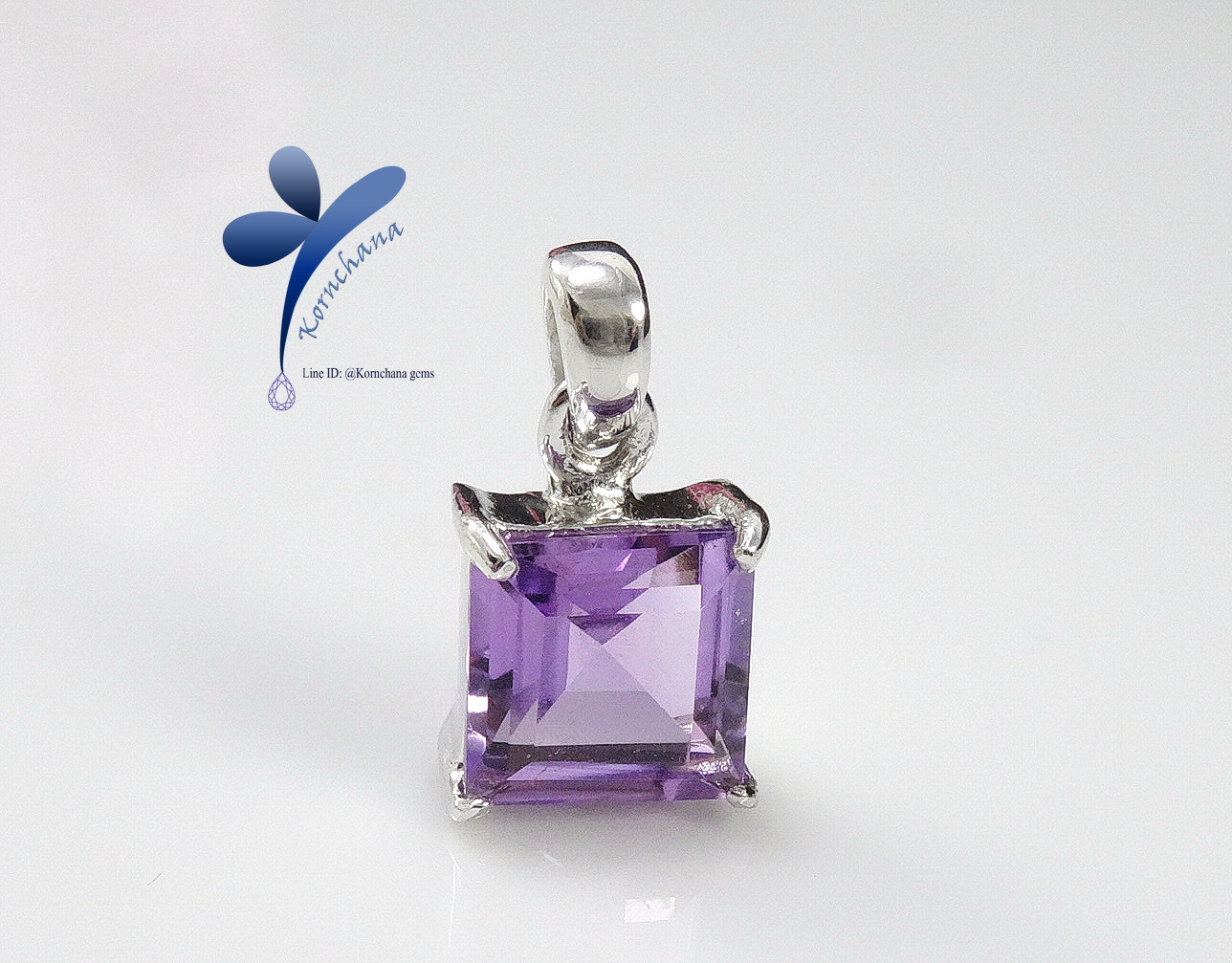 Square Amethyst Set เซ็ทแหวน,สร้อยคอพร้อมจี้ และต่างหูอเมทิสต์ทรงสี่เหลี่ยม ตัวเรือนเงินแท้ silver925