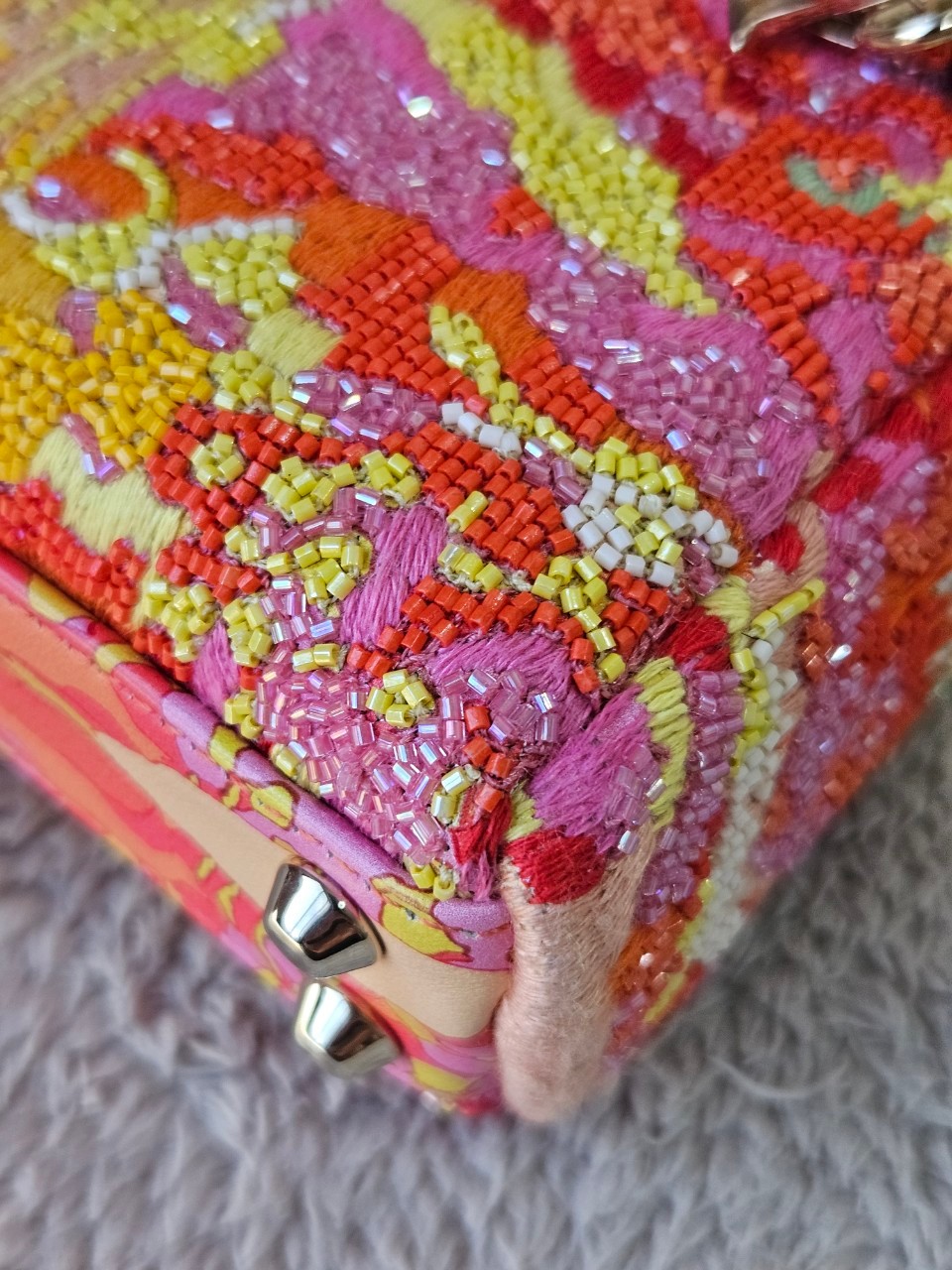 Lady Dior Micro Multicolor - Orange Gold Hardware