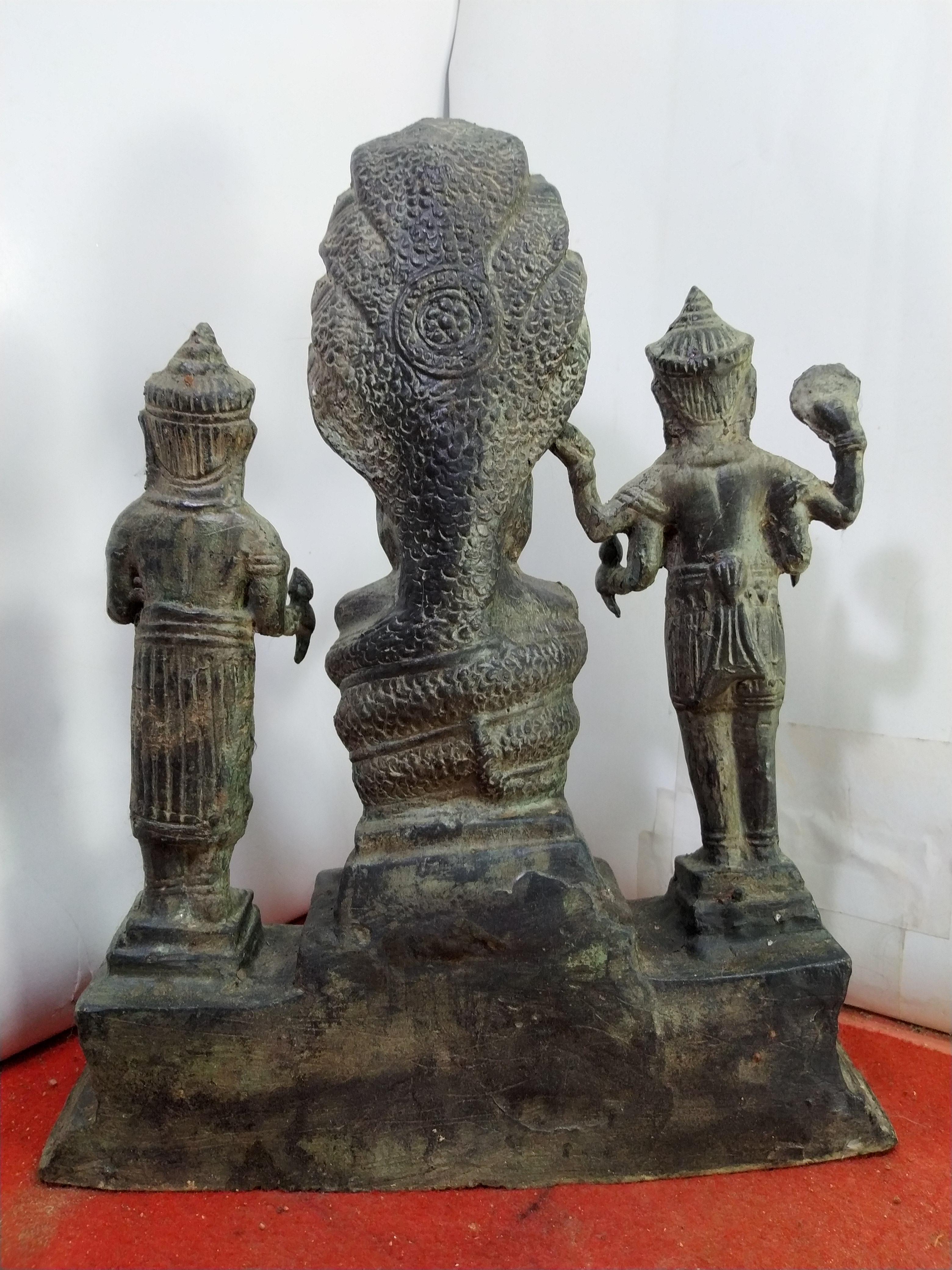 พระนาคปรก พระนารายณ์ พระแม่อุมา ทราวดี เนื้อสำริดสภาพเก่า