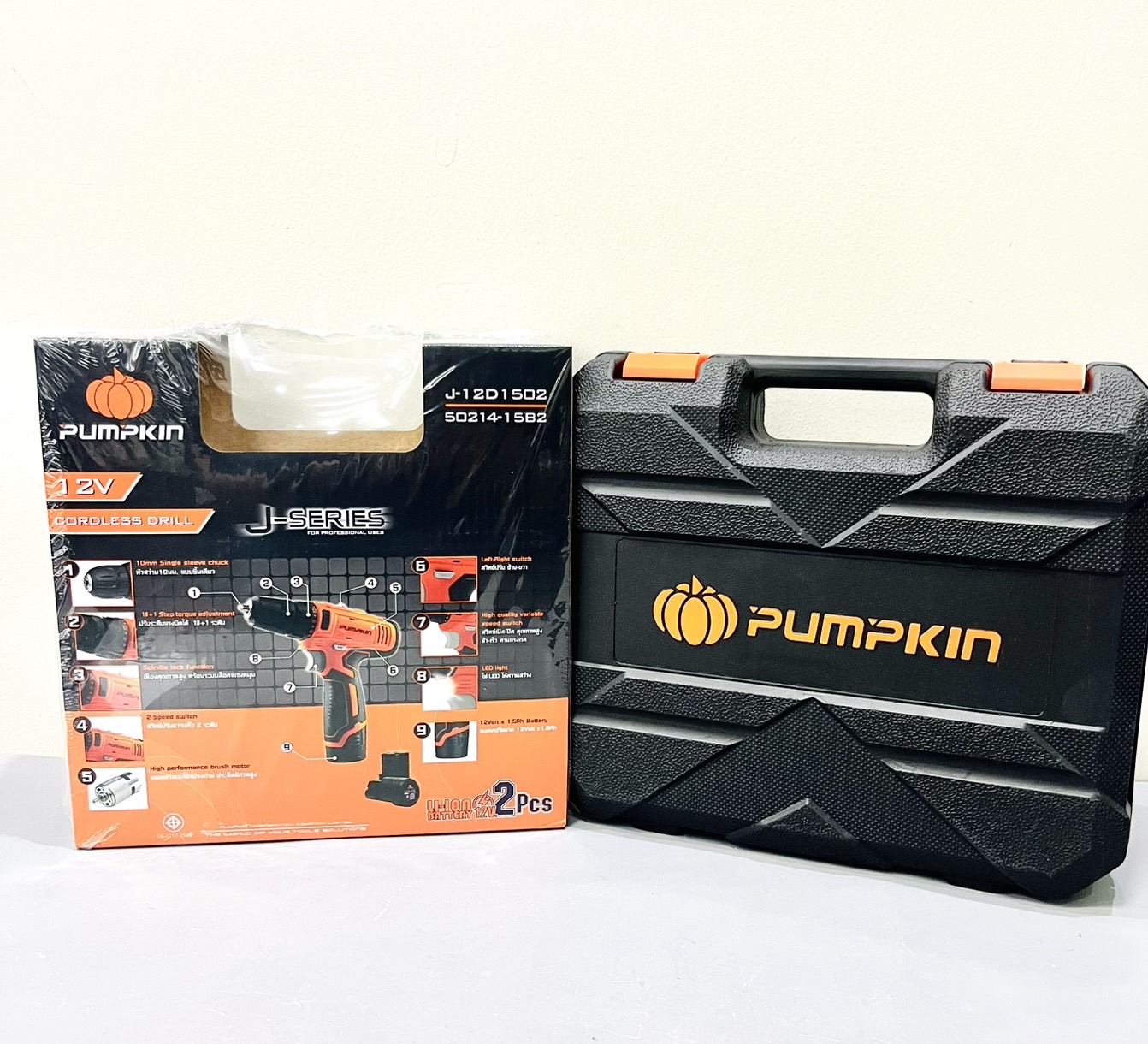 สว่านไร้สาย J-12D1502 พัมคิน (แบต2ก้อน)
