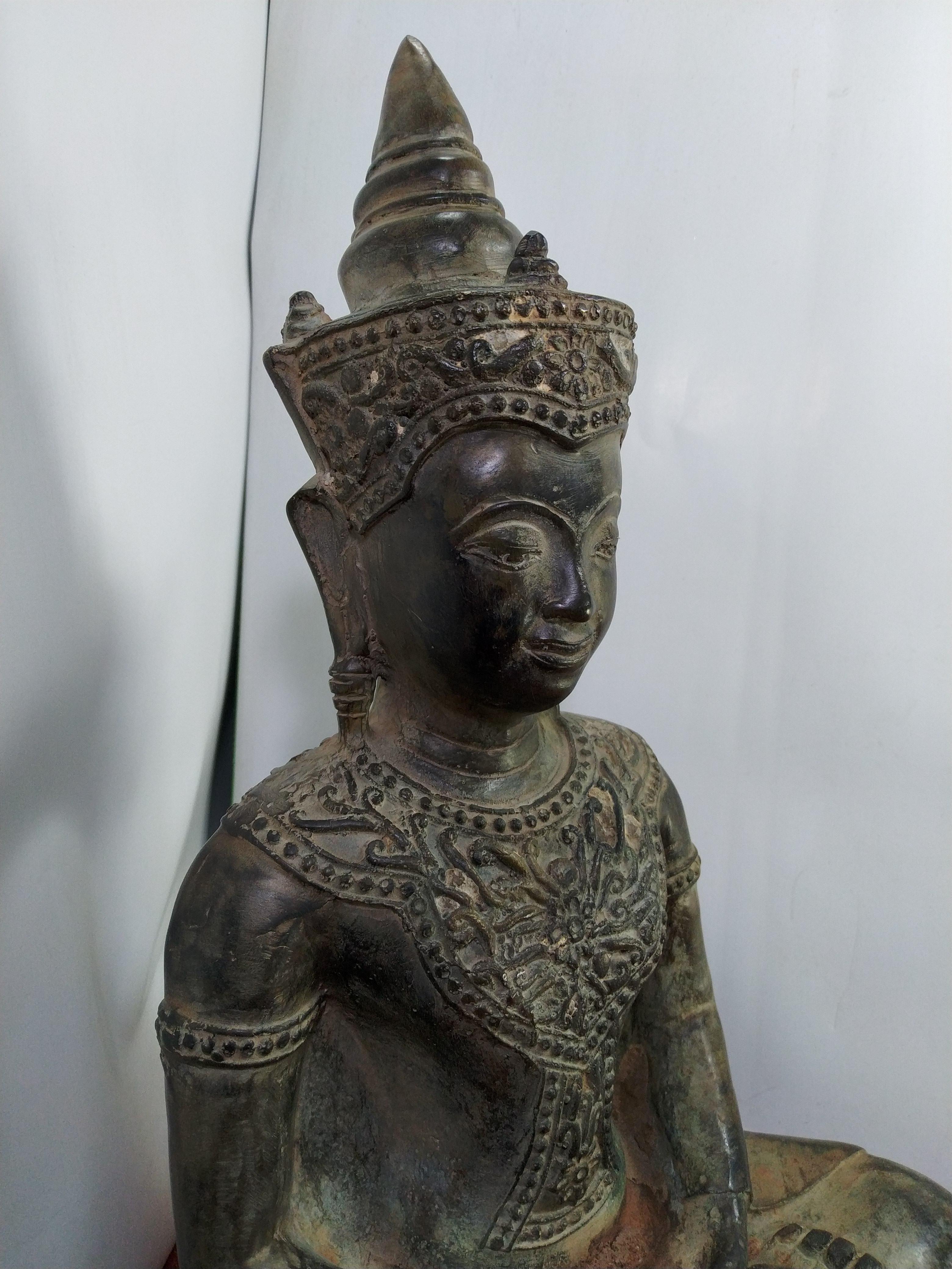 พระอู่ทอง ทรงเครื่อง หน้าตัก 9 นิ้ว เนื้อสำริด สภาพเก่า
