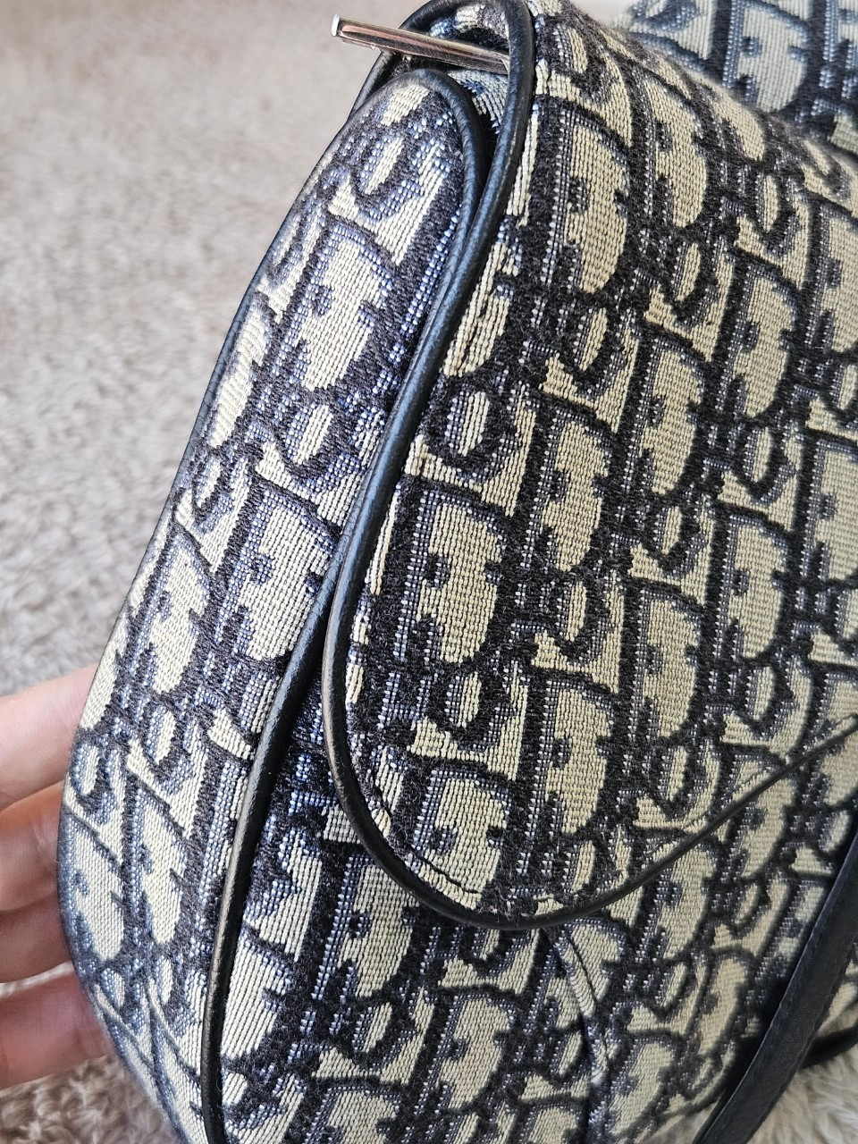 Dior Saddle Beige and Black Oblique Jacquard