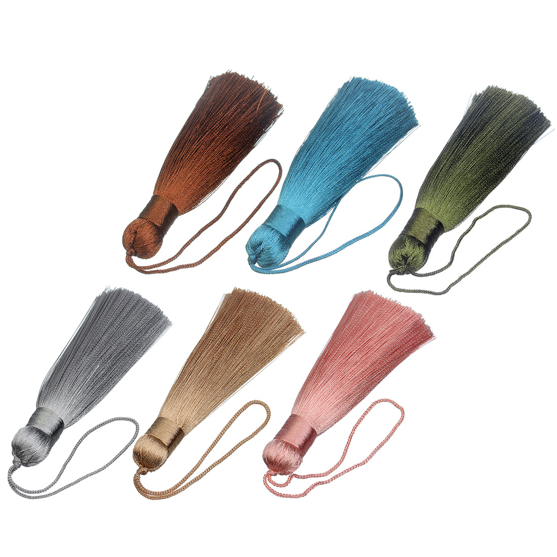 ขายส่ง พู่แฮนด์เมด สีแดง มีสายคล้อง ตัวพู่ยาว 8ซม. (บรรจุครึ่งโหล/6ชิ้น)