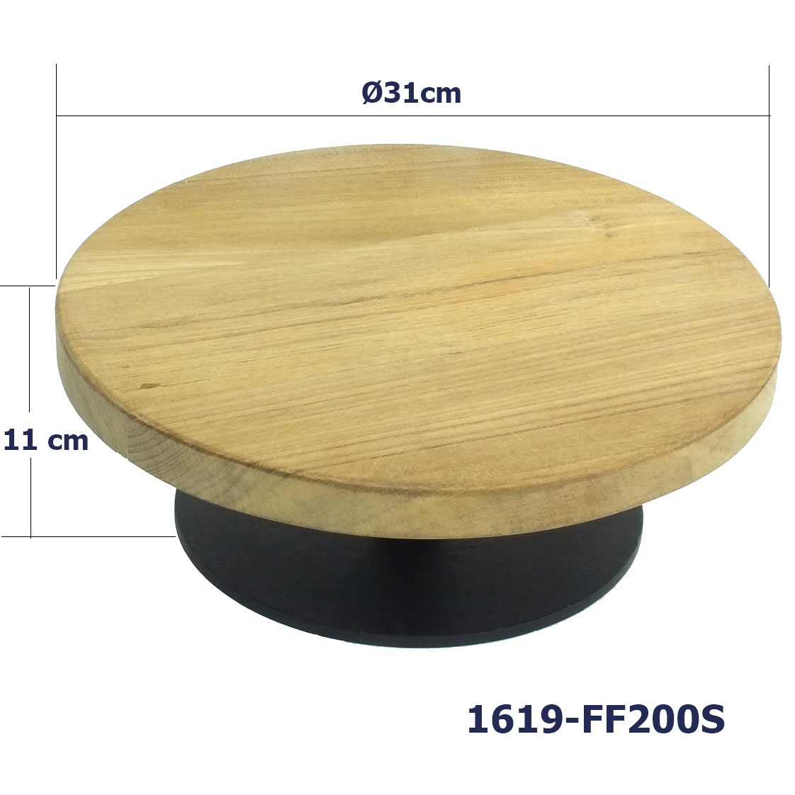 ขาตั้งที่วางเค้กฐานเหล็กและแผ่นไม้สักกว้าง 31 ซม. สูง 11 ซม. 1619-FF200S