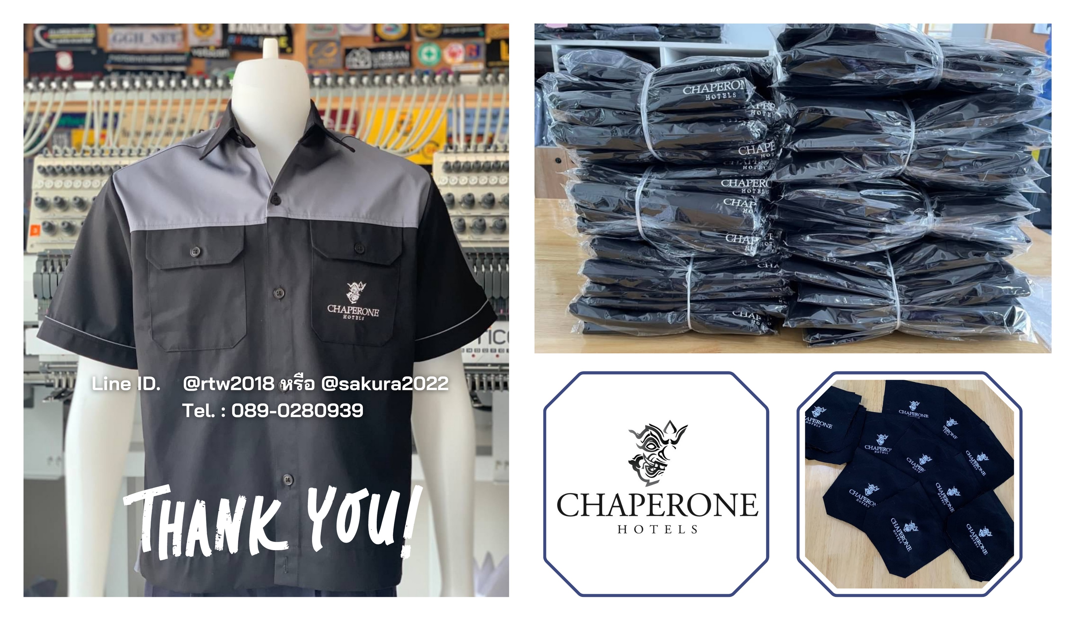 รหัส A24.1 : เสื้อช่างแขนสั้นผ้าคอมทวิวดำอกเทา