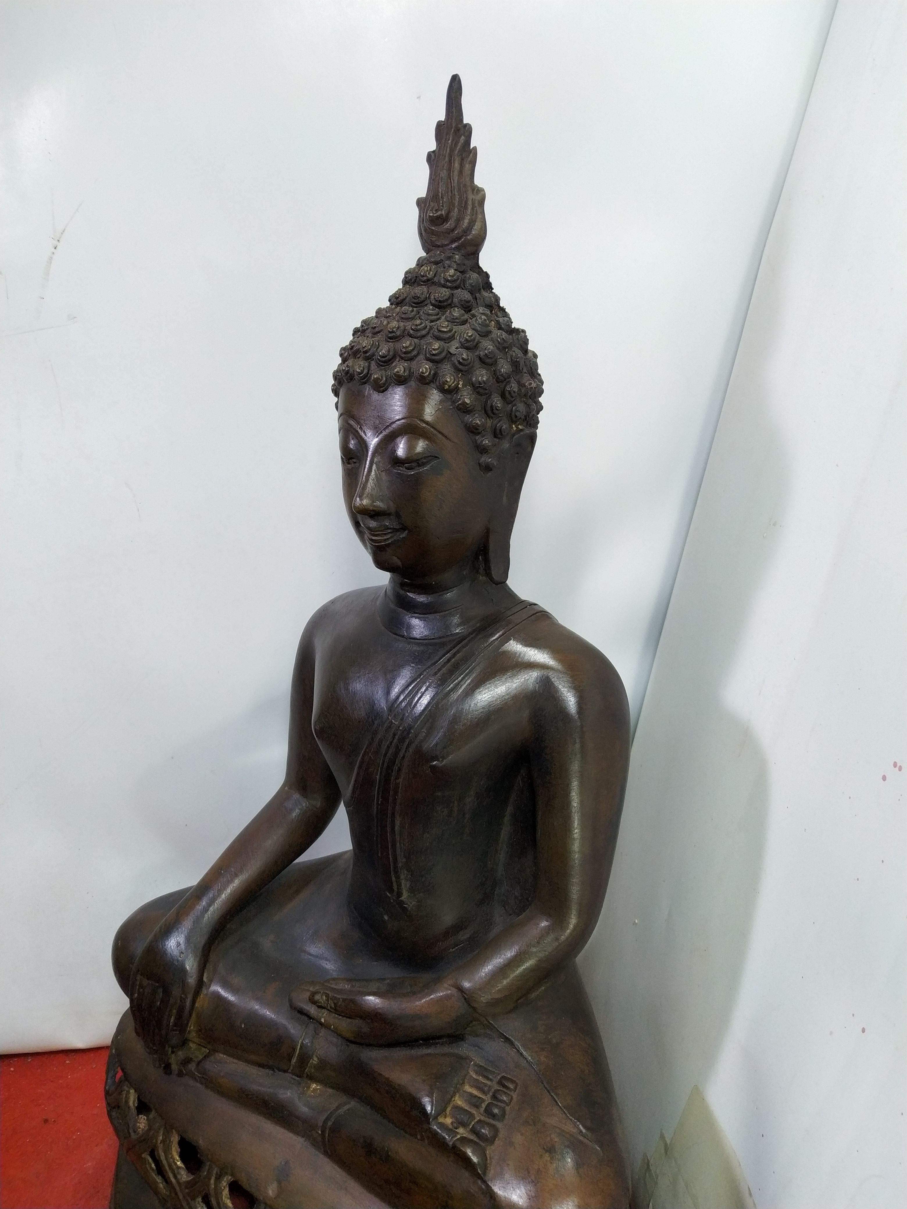 พระสุโขทัย ปางชนะมาร ฐานฉลุลายกลีบบัว หน้าตัก9นิ้ว