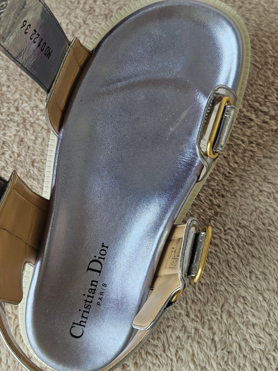 Dior Dioract Silver Leather Sandals