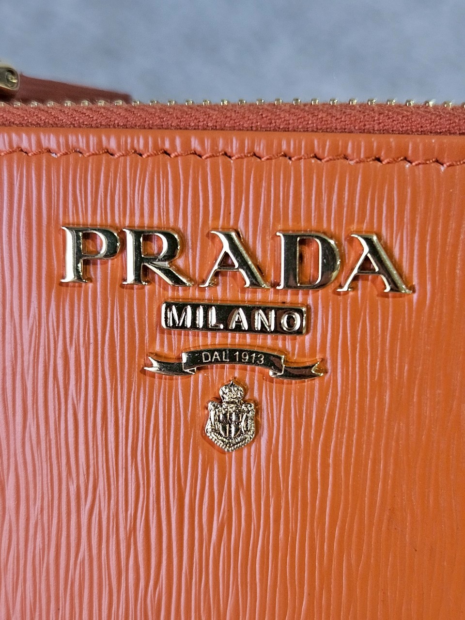 Prada Bifold Double Zip Orange Wallet
