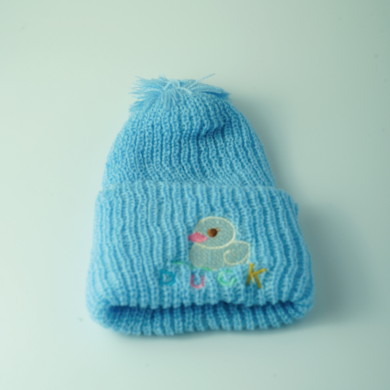 ขายส่ง หมวกไหมพรมเด็กแรกเกิด รุ่นหมวกพื้นสี ปักเป็ด(ราคาต่อโหล) nongnini1988