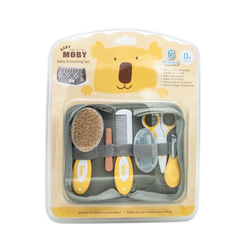 Baby Moby เซ็ท อุปกรณ์ กรรไกรตัดเล็บเด็ก หวีเด็ก และแปรงซิลิโคน Baby Grooming Set