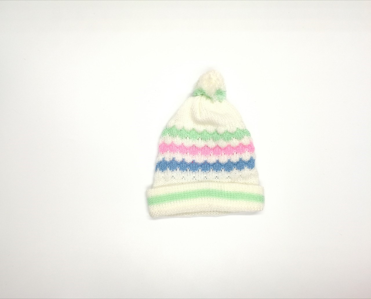 ขายส่ง หมวกไหมพรมเด็กแรกเกิด รุ่นหมวกน้อยหน่าริ้วรุ้ง (ราคาต่อโหล) nongnini1988