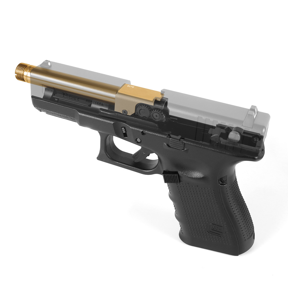 LAYLAX Nine Ball Marui G19 Non-Recoil Fixed 2WAY Outer Barrel - Gold