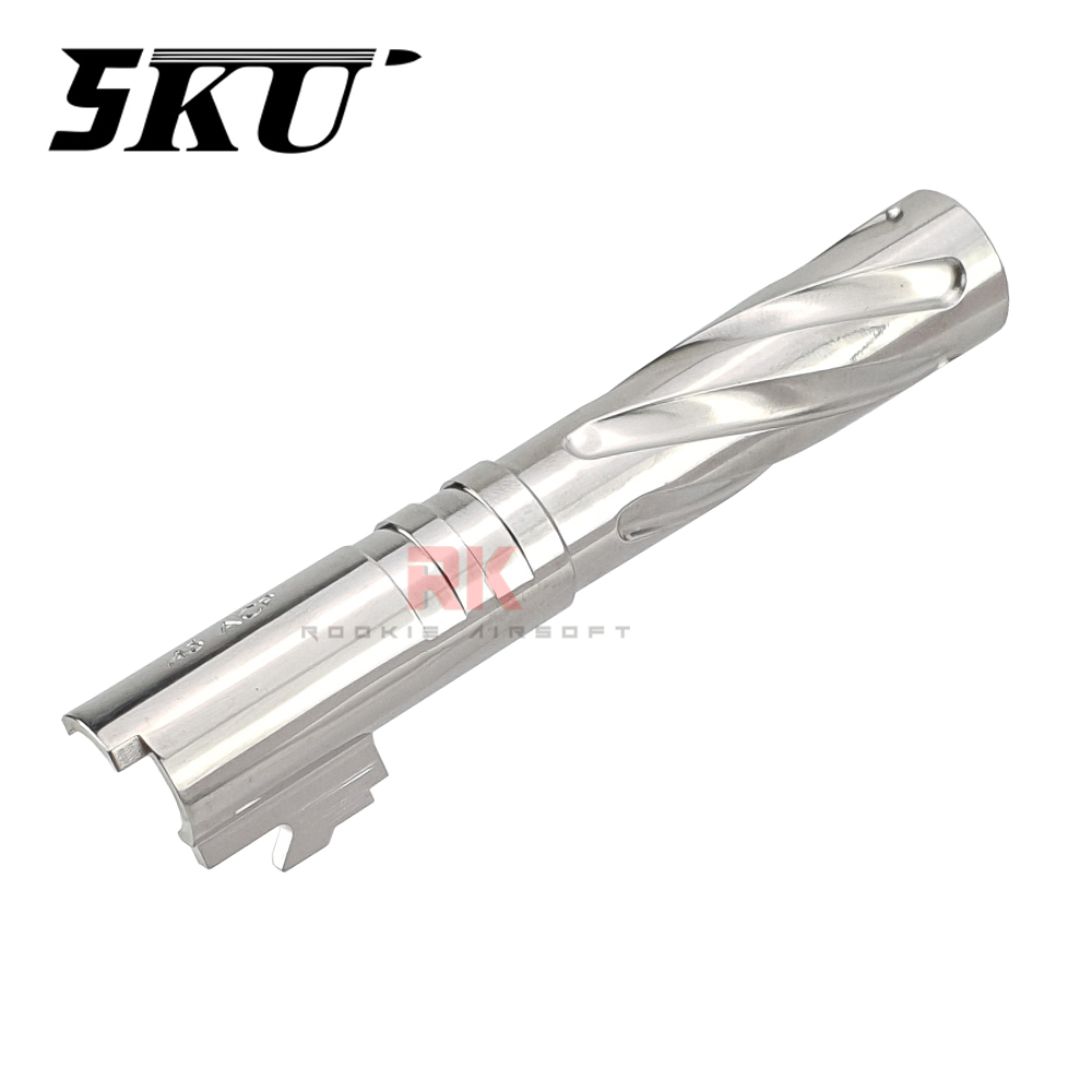 5KU Tornado Stainless Steel Threaded Outer Barrel for Marui Hi-CAPA 4.3 (Silver)
