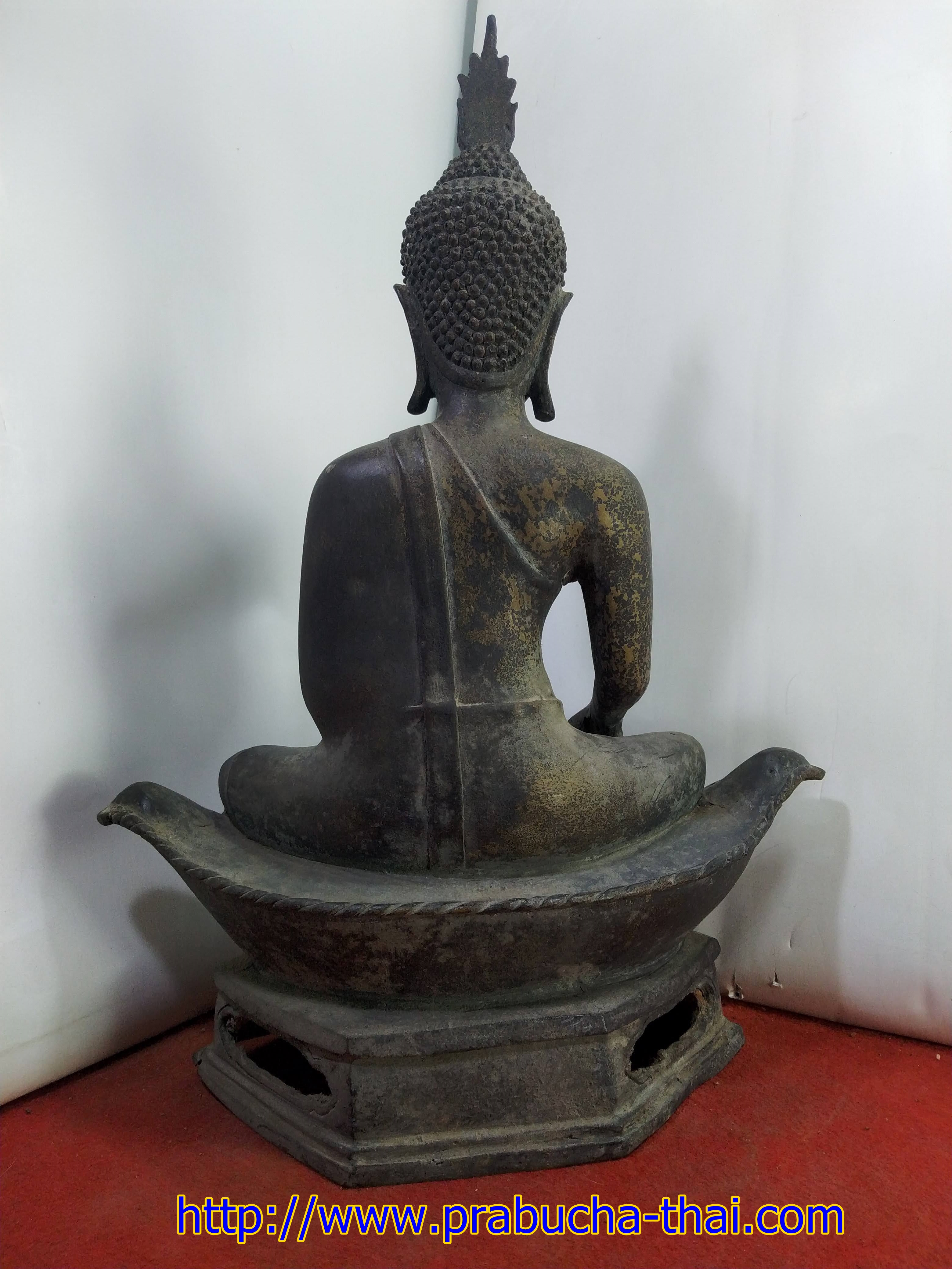 พระอู่ทอง ปางสดุ้งมาร ฐานเรือ หน้าตัก ๙ นิ้ว เนื้อสำริด