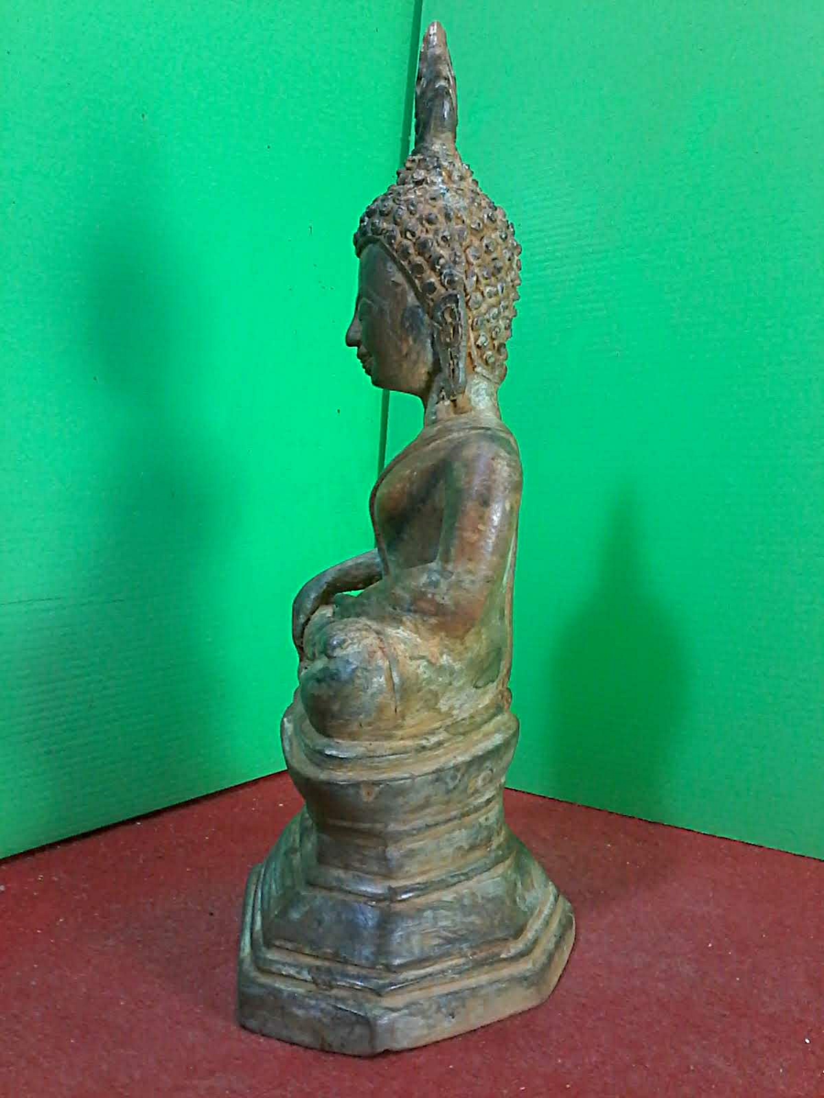 พระอู่ทอง(ลาว) ฐาน 4 นิ้ว เนื้อสำริดสภาพเก่า
