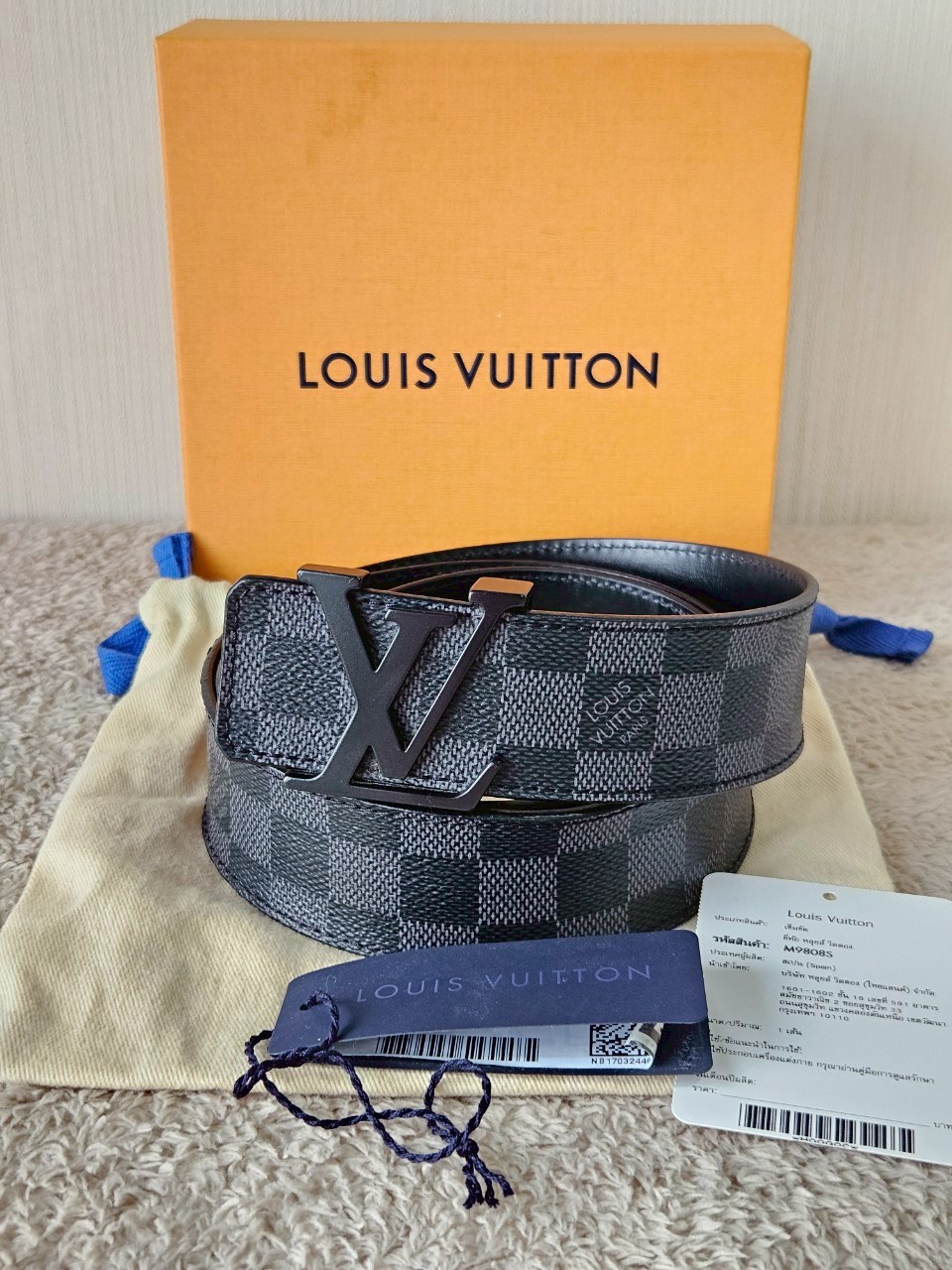 LV M9808 100/40 Initiales Damier Graphite Belt