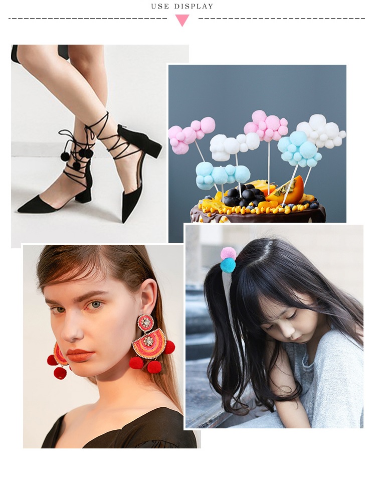 ขายส่ง(100ลูก) ปอมปอม ขนาด 2ซม. ปอมปอมตกแต่ง ปอมปอมกำมะหยี่ สีชมพูอ่อน โทนพาลเทล Light Pink