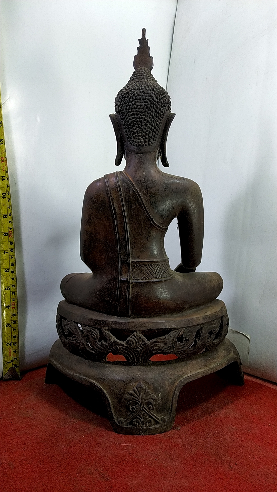 พระบูชา พระอู่ทอง ฐานสามขาฉลุลาย หน้าตัก 9 นิ้ว เนื้อสำริด