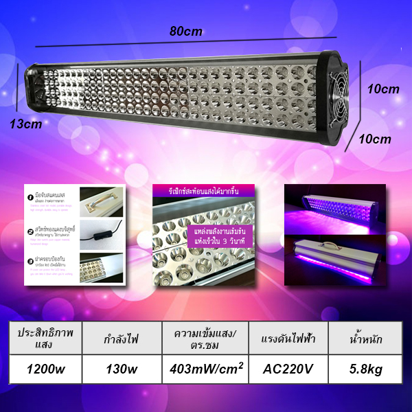 โคมไฟยูวี แบบพกพา ชนิดราง led uv lamp รุ่นประสิทธิภาพแสง 1200 w