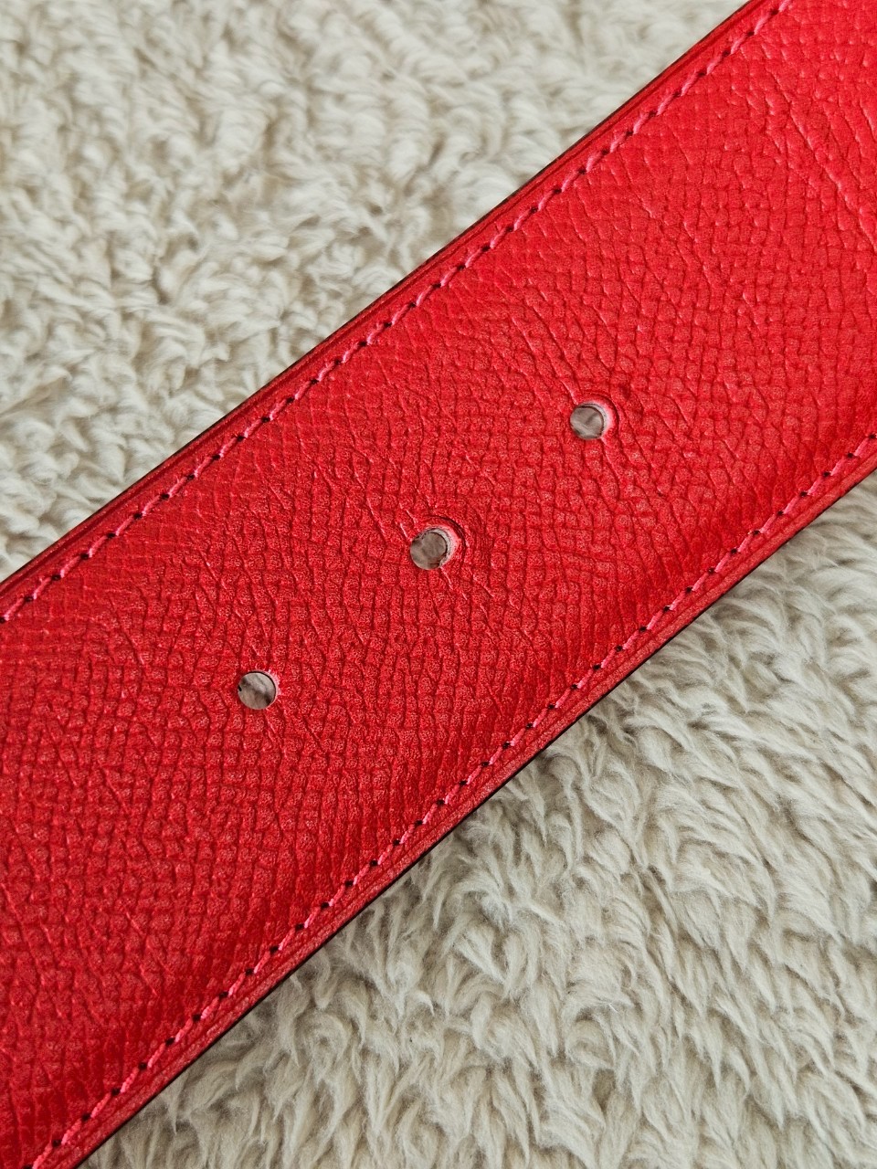 Hermes belt 42mm size85 เอว33-34.5 สายสีแดง/โอรส