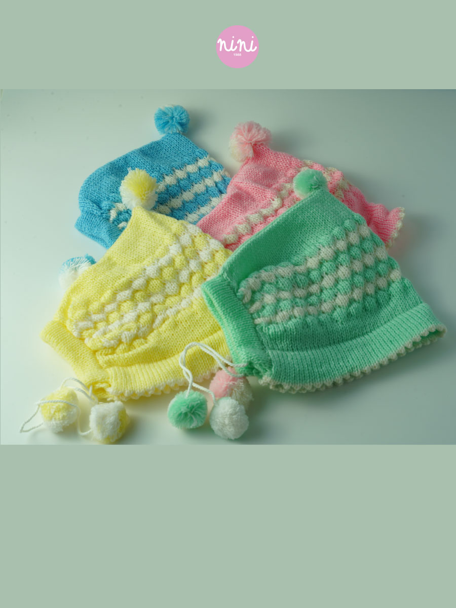 ขายส่ง หมวกไหมพรมเด็กแรกเกิด รุ่นหมวกน้อยหน่าสามจุก (ราคาต่อโหล) nongnini1988